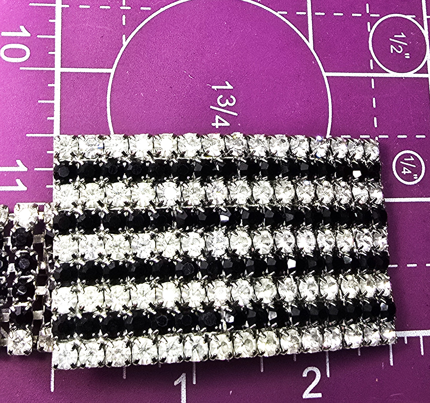 Black and white vintage rhinestone 35 inch long belt with buckle