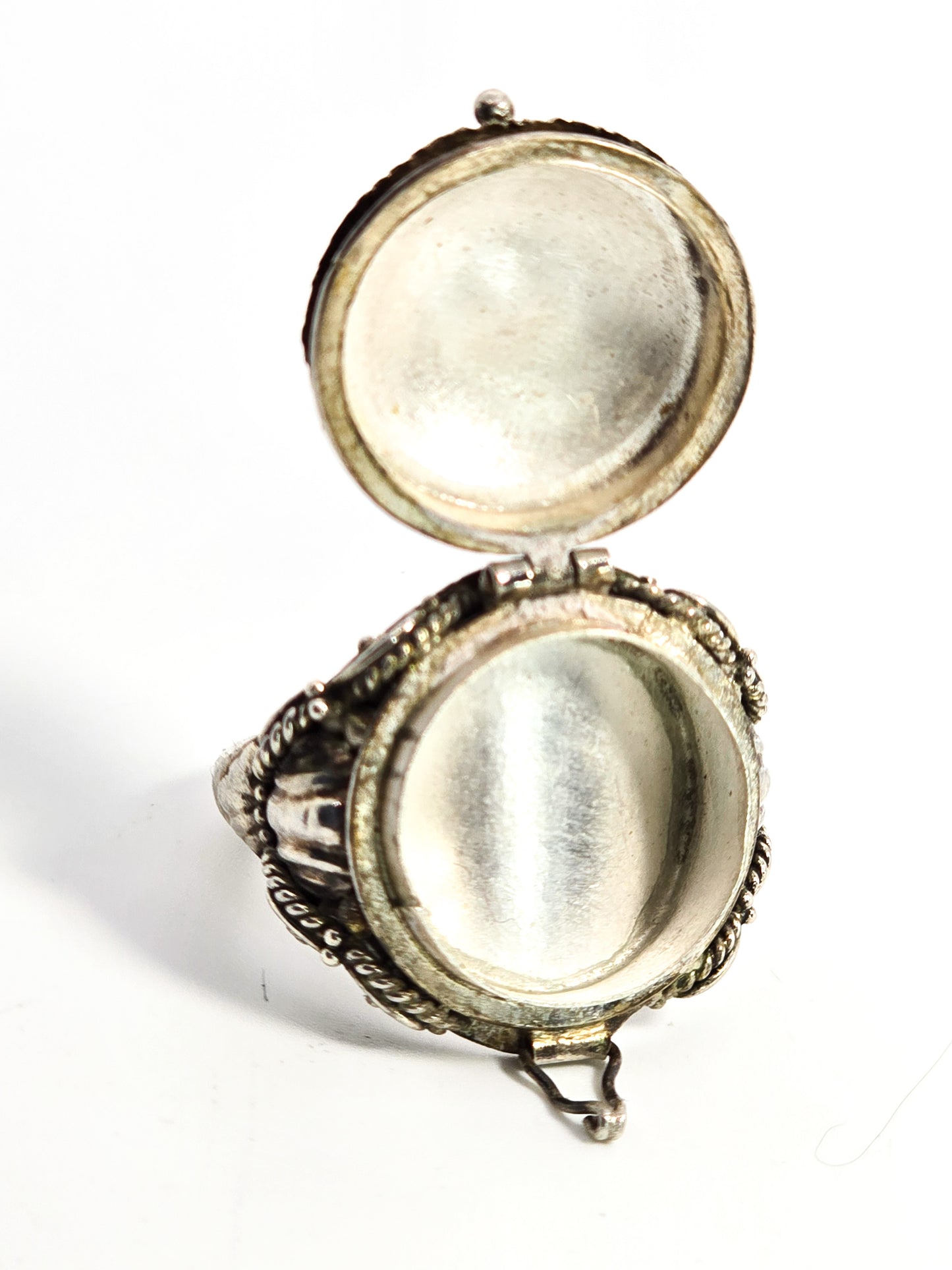 Blue Moonstone large Bali Balinese sterling silver vintage Poison ring size 9