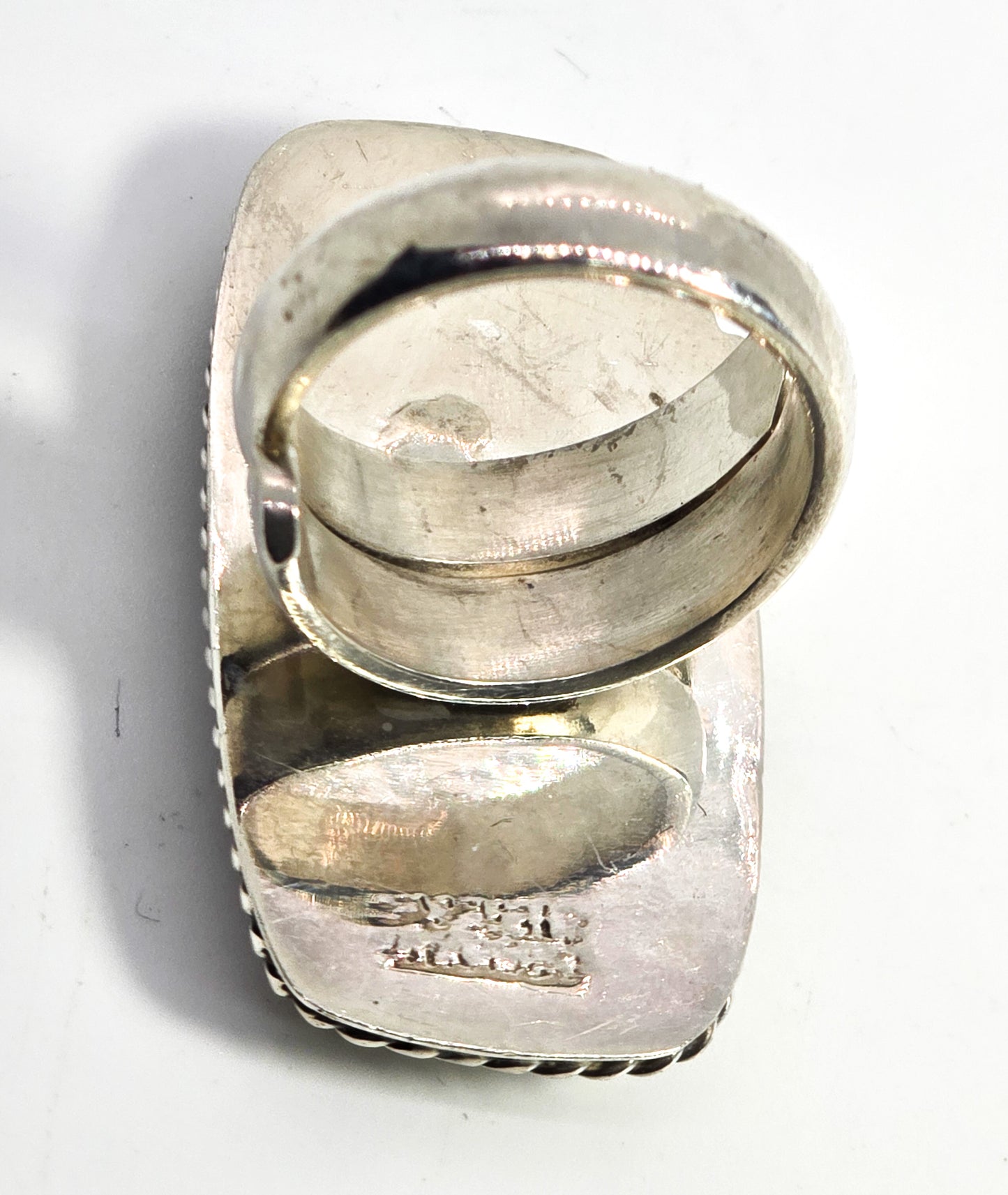 Ocean Jasper Large orbicular Solid sterling silver statement ring size 8