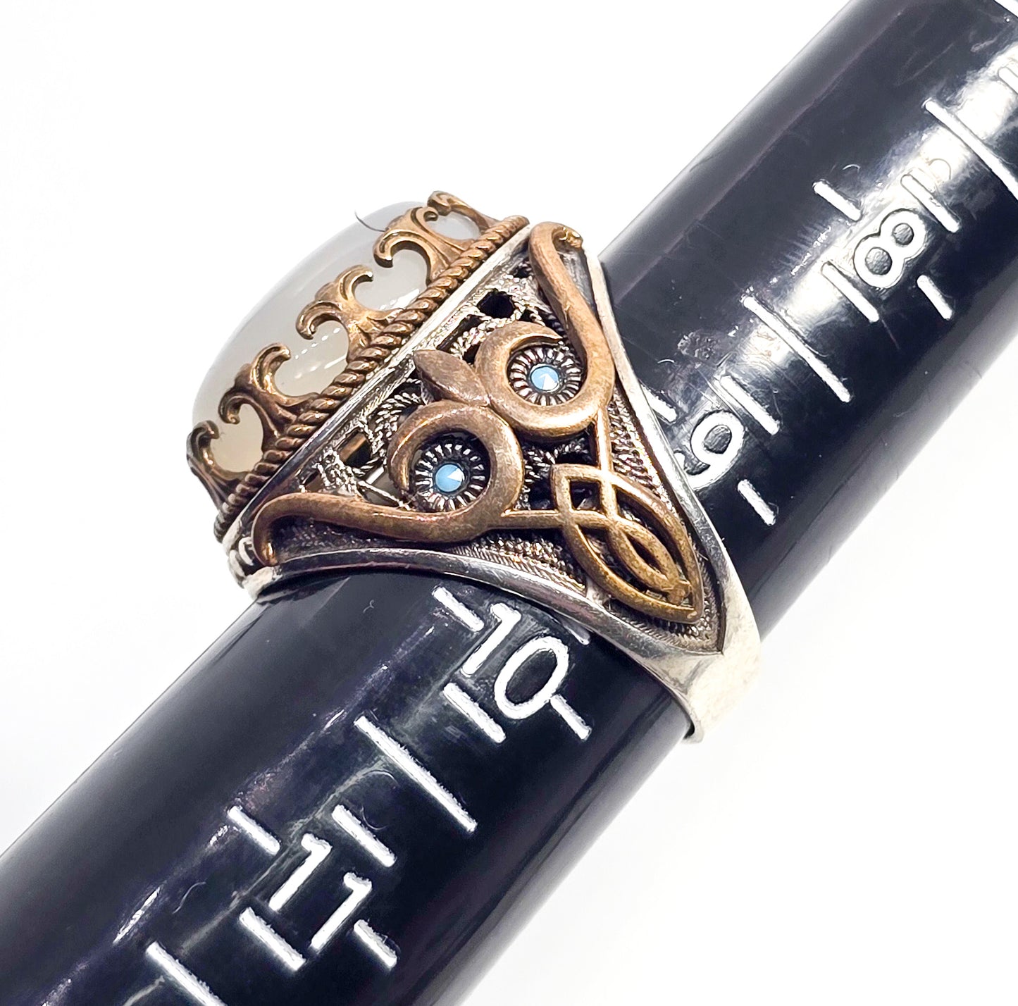Quartz KGH quartz owl large Turkish Ottoman style sterling silver ring size 9.5