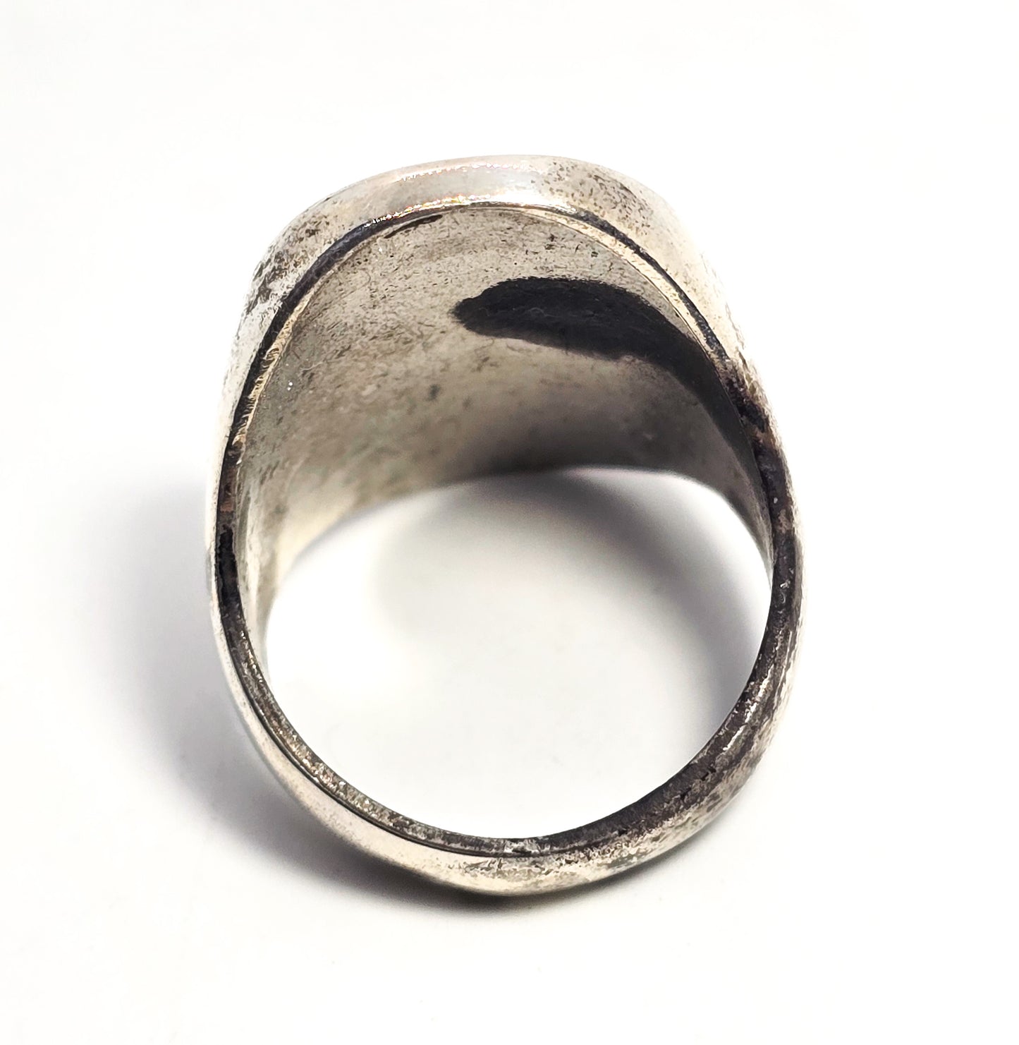 Old Pawn turquoise chip inlay Native American sterling silver vintage men's ring size 11