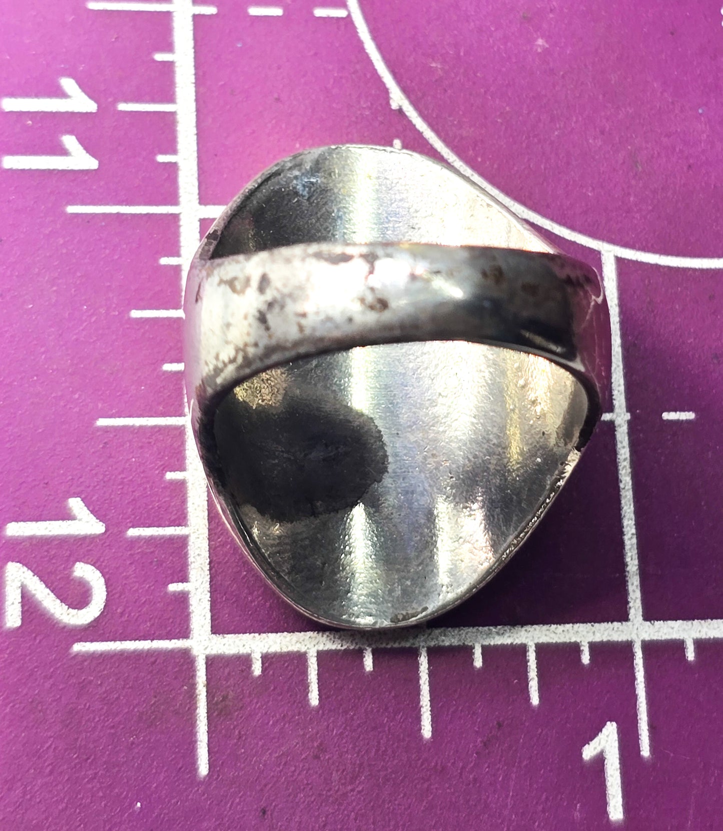 Old Pawn turquoise chip inlay Native American sterling silver vintage men's ring size 11