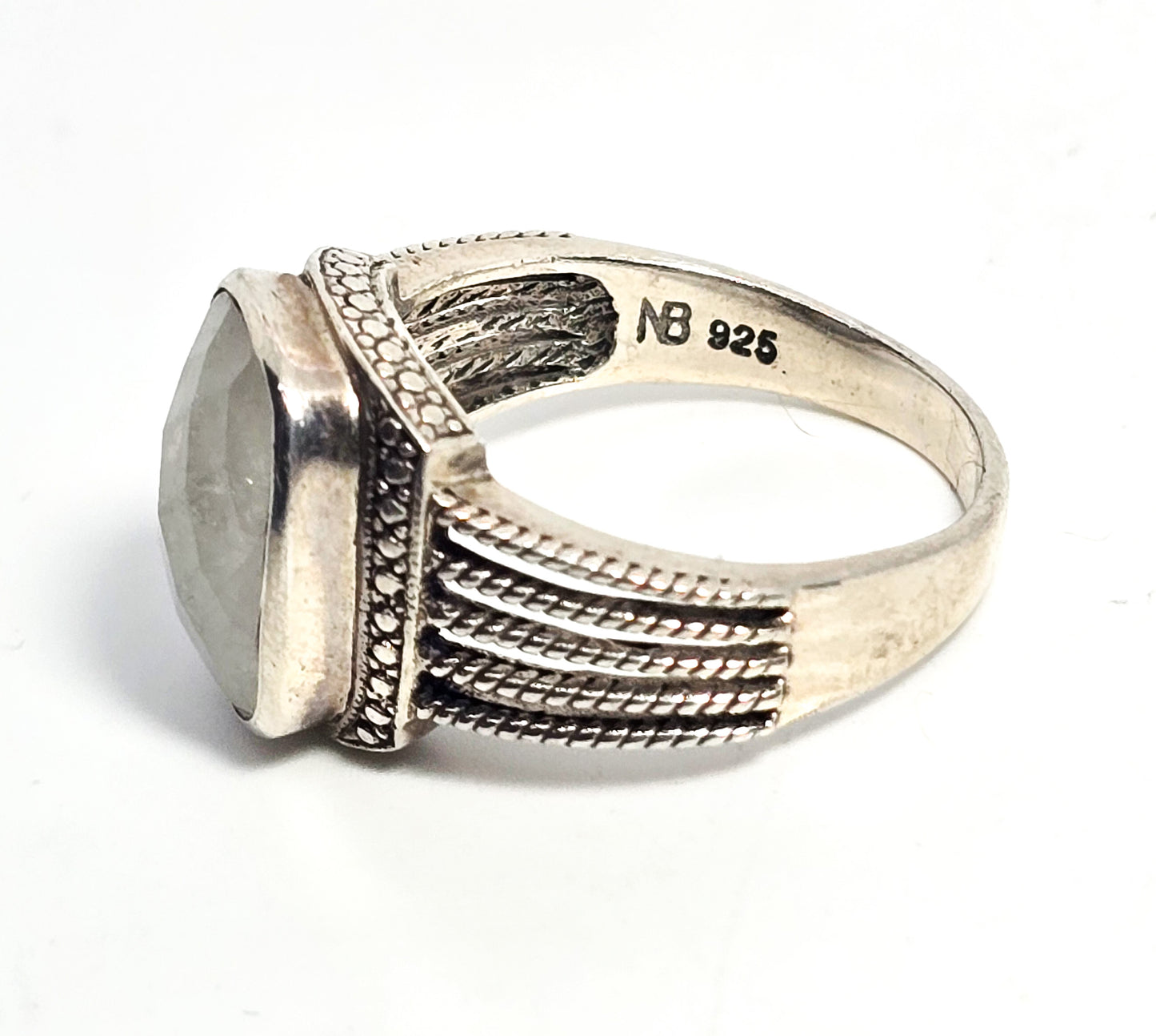 Nicky Butler NB moonstone faceted gemstone sterling silver ring size 11.5