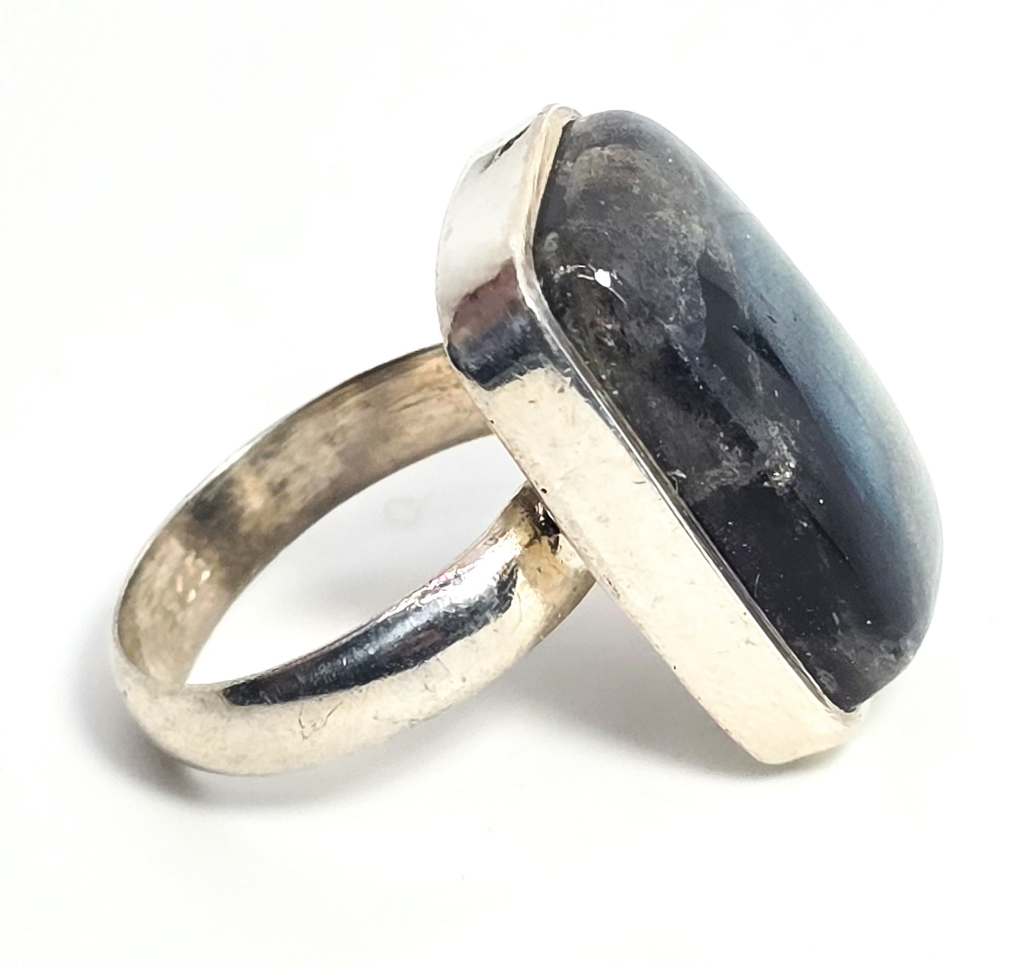 Rainbow Flashy Labradorite large gemstone sterling silver statement ring size 9