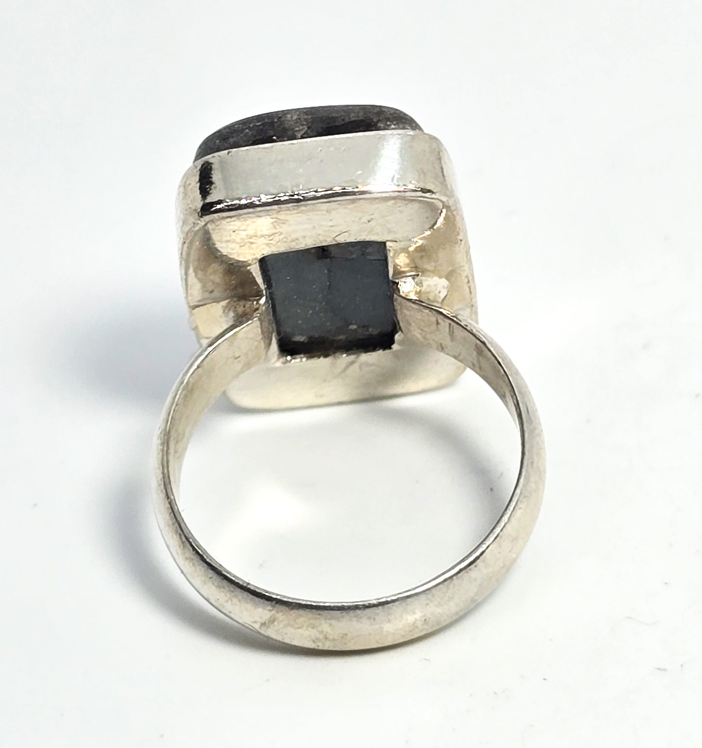 Rainbow Flashy Labradorite large gemstone sterling silver statement ring size 9