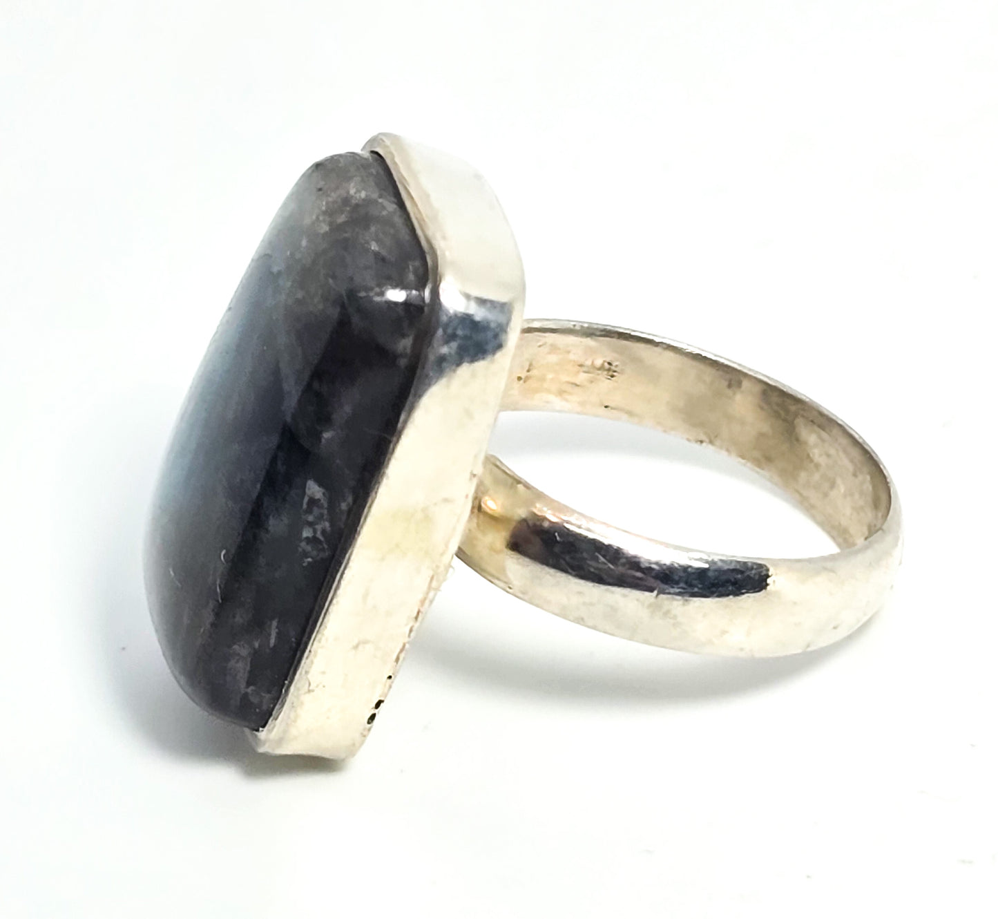 Rainbow Flashy Labradorite large gemstone sterling silver statement ring size 9