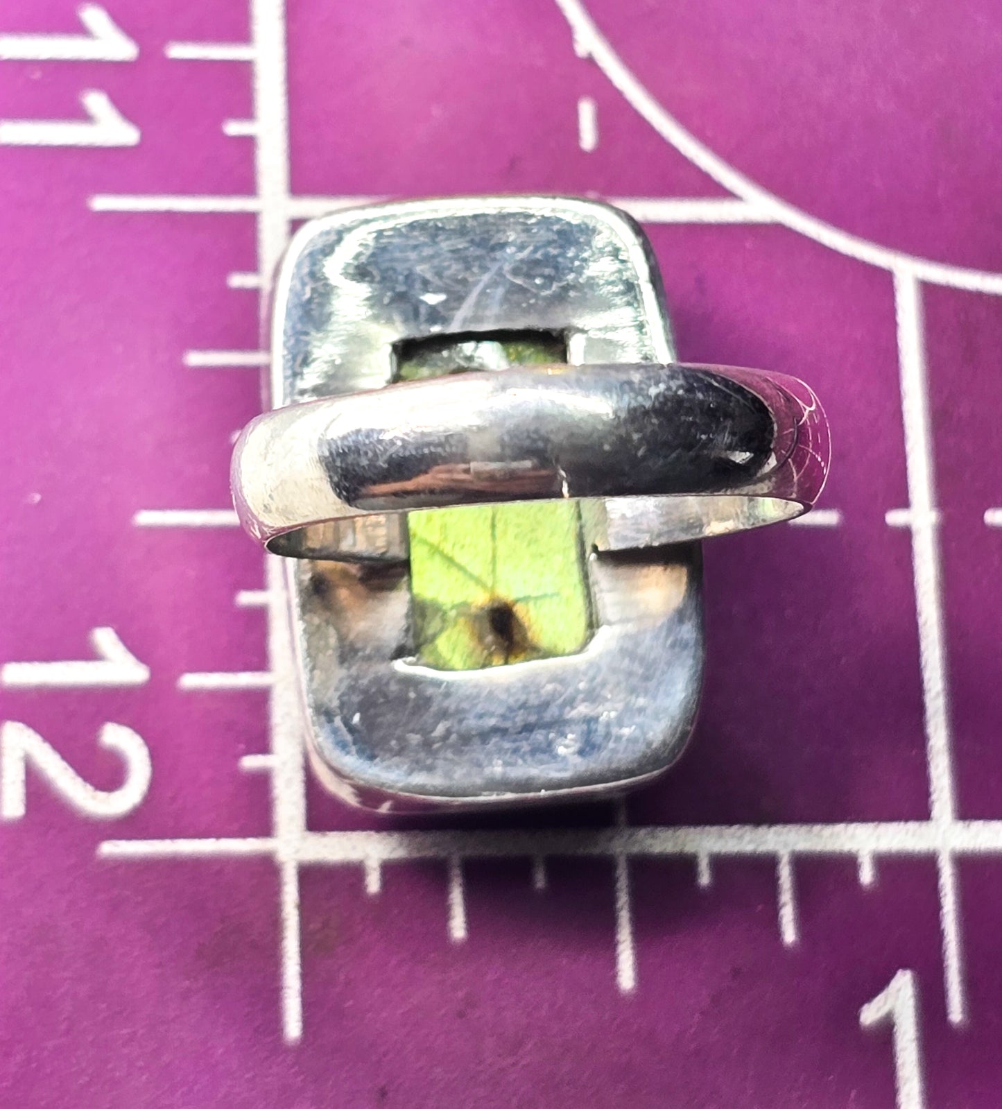 Rainbow Flashy Labradorite large gemstone sterling silver statement ring size 9