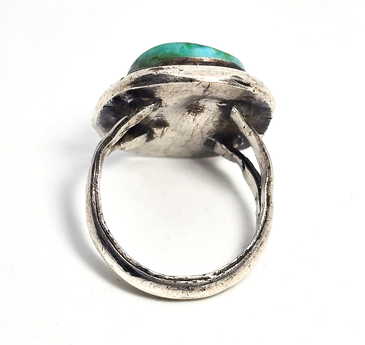 Turquoise Native American vintage sterling silver handcrafted ring size 5 and 1/2
