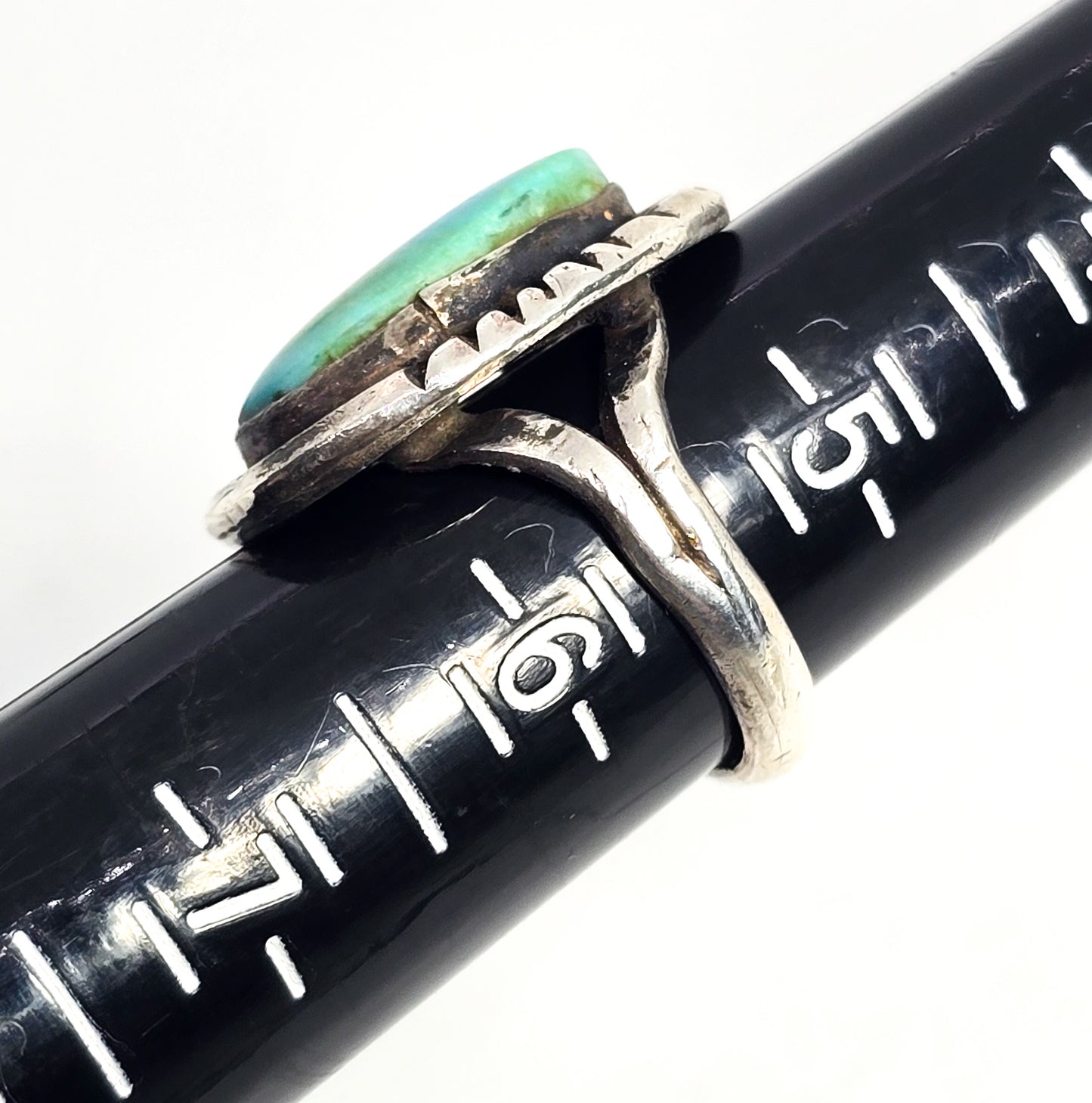Turquoise Native American vintage sterling silver handcrafted ring size 5 and 1/2
