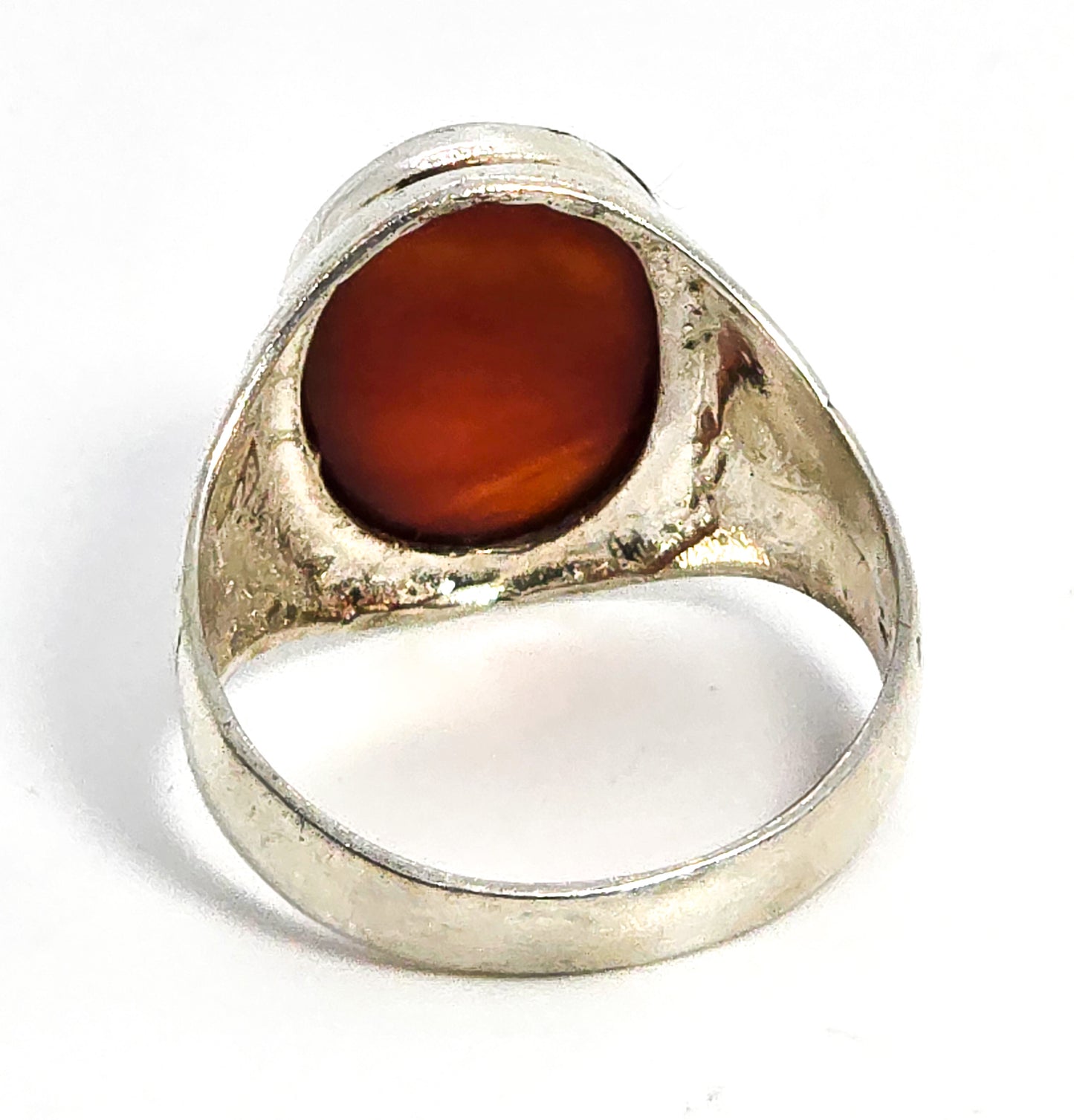 Carnelian gemstone sterling silver men's vintage signet ring size 12.5