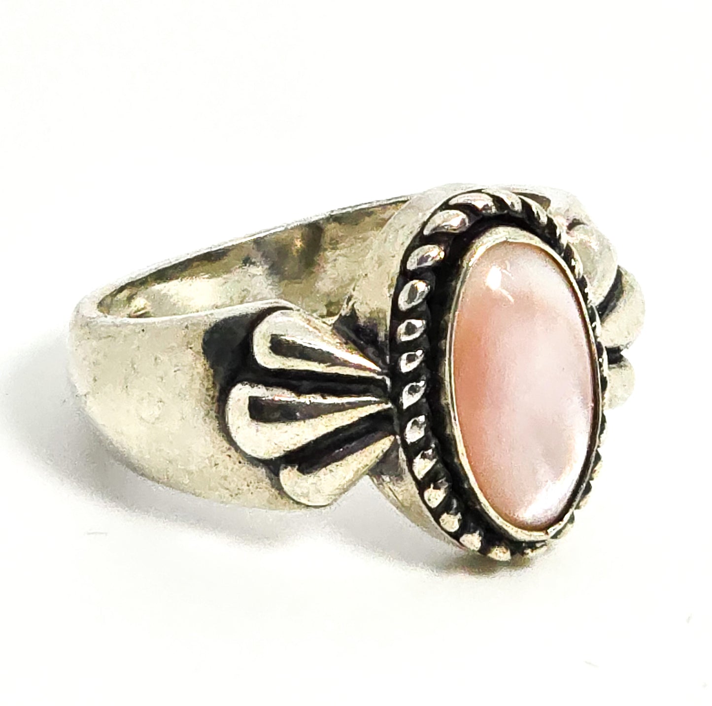 Carolyn Pollack Relios Pink Slipper Shell Sterling Silver Statement Ring size 9