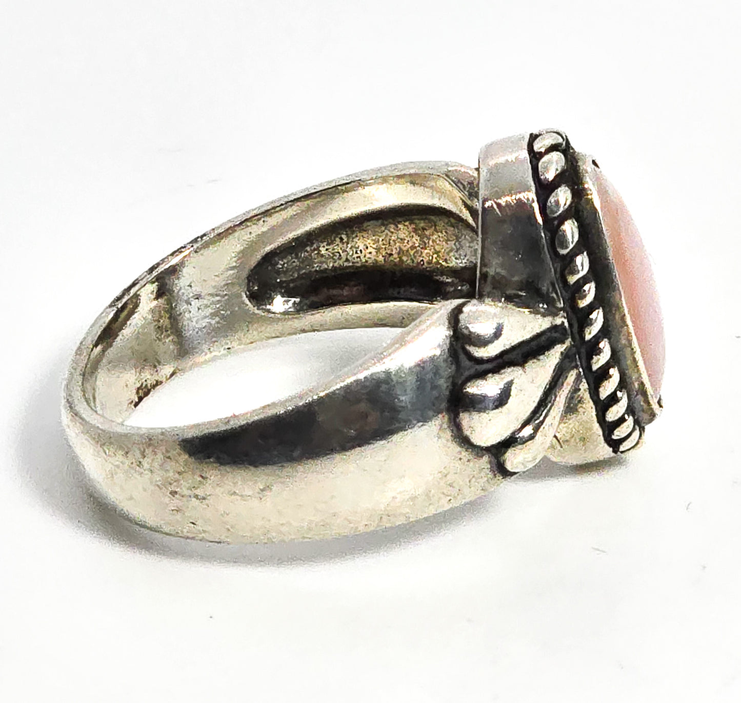 Carolyn Pollack Relios Pink Slipper Shell Sterling Silver Statement Ring size 9
