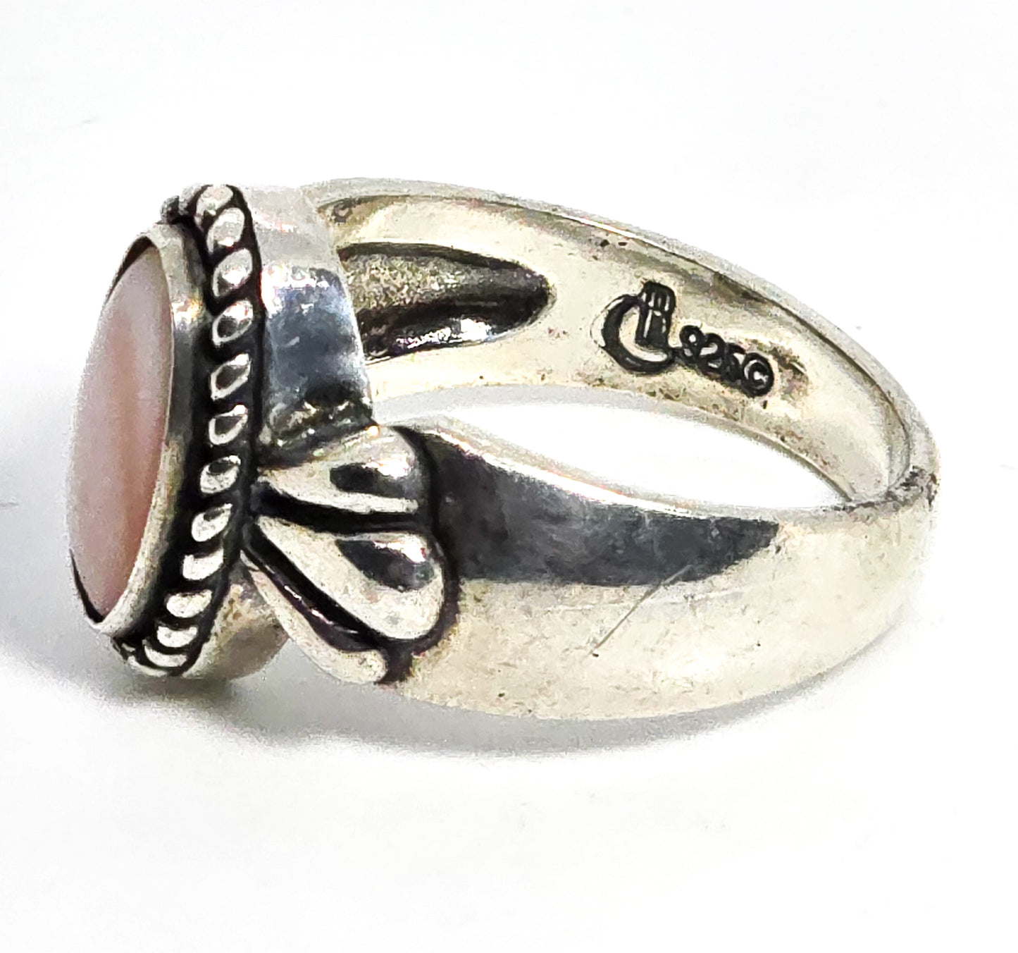 Carolyn Pollack Relios Pink Slipper Shell Sterling Silver Statement Ring size 9