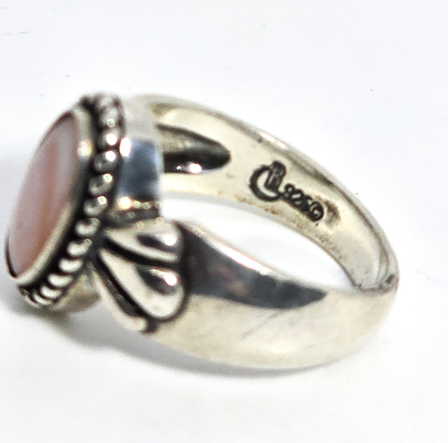 Carolyn Pollack Relios Pink Slipper Shell Sterling Silver Statement Ring size 9
