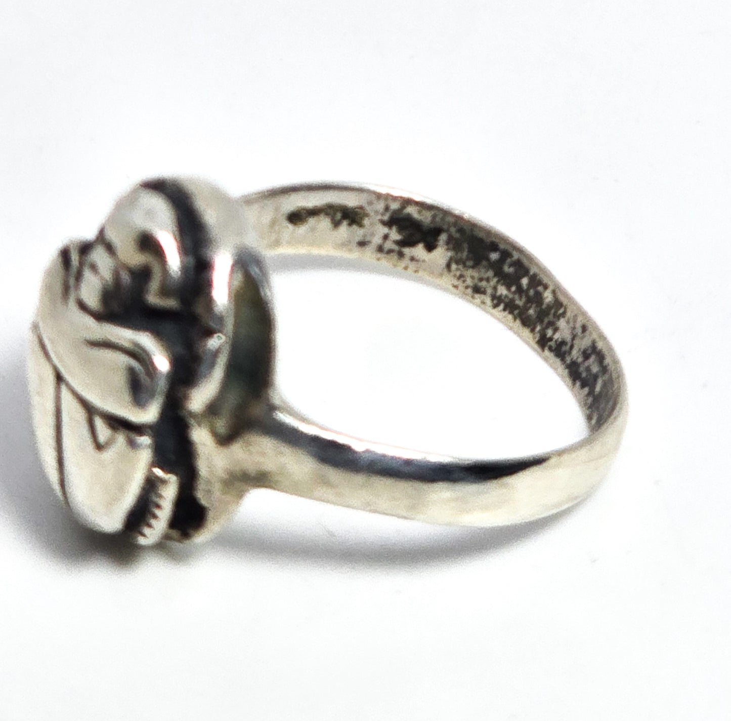 Egyptian Revival Scarab antique sterling silver Egyptian handcrafted ring size 8