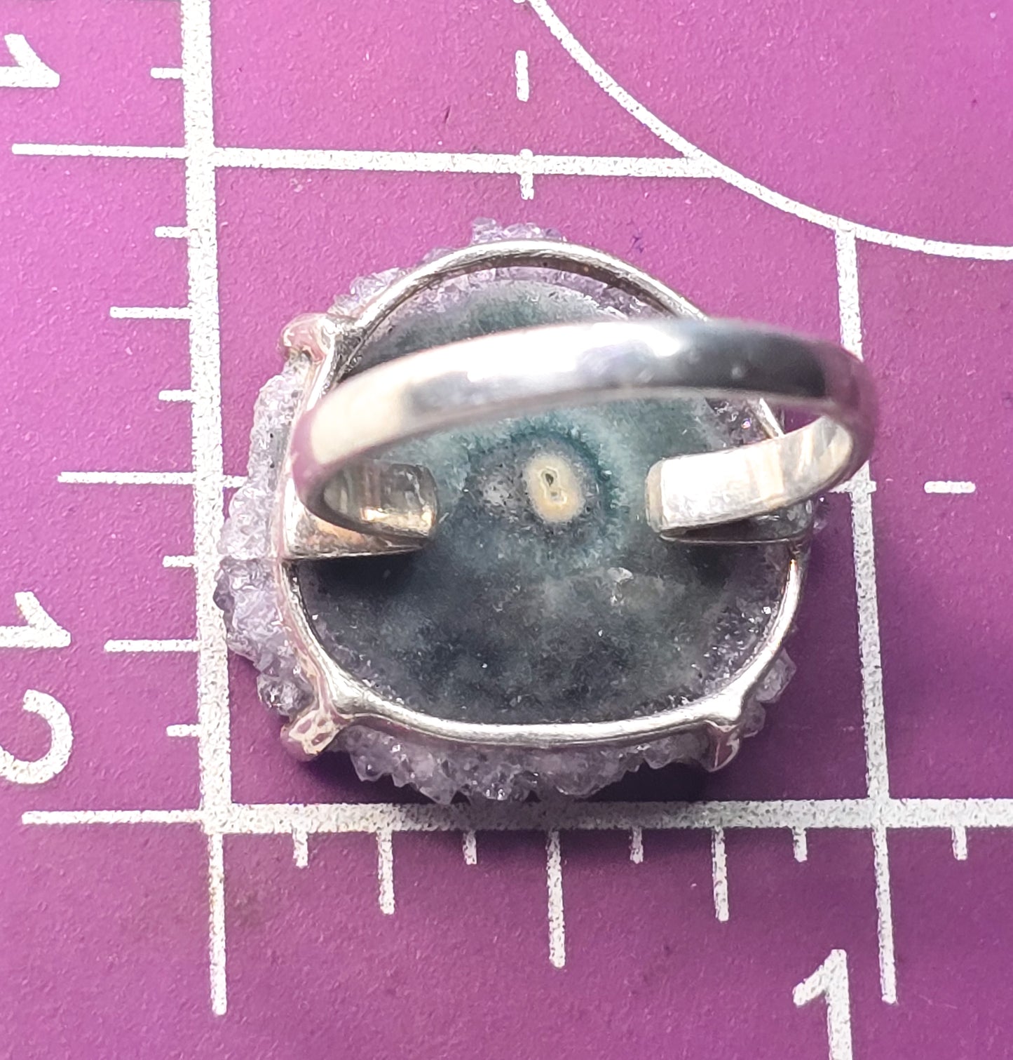 Amethyst Stalactite Slices gemstone sterling silver open work ring size 9.5