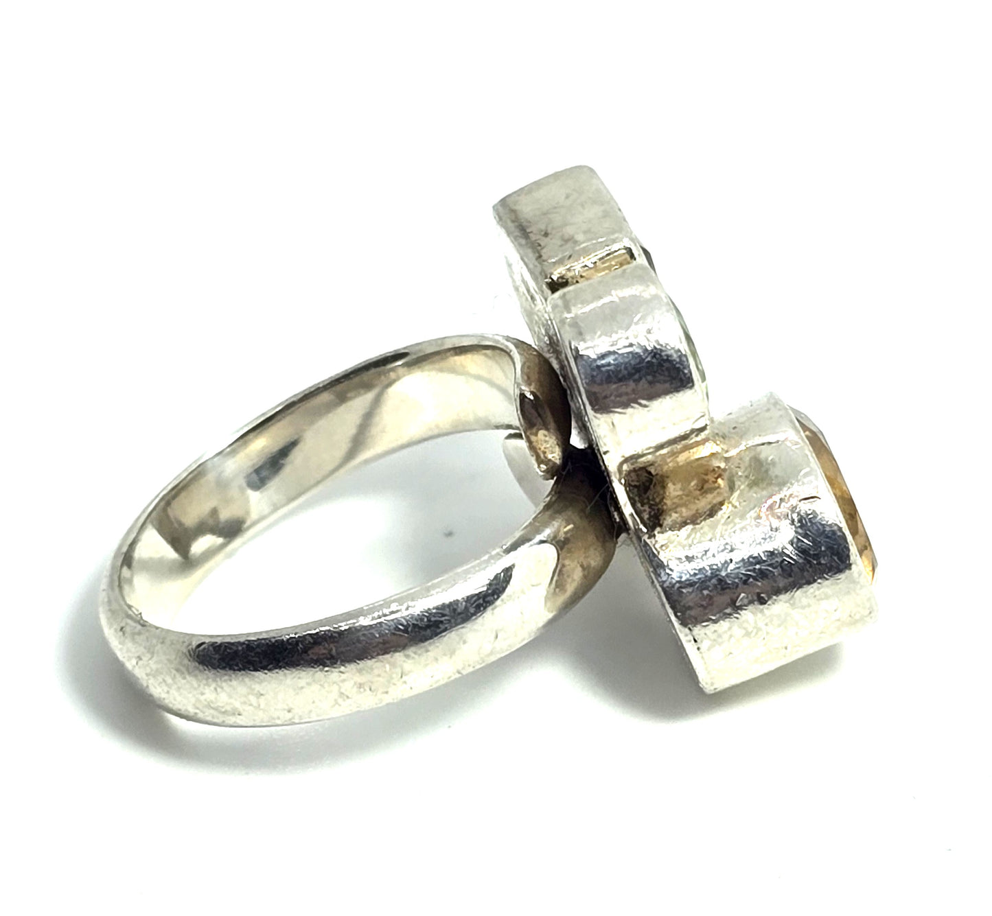 Large Multi gemstone Citrine Peridot Garnet sterling silver ring size 7.5