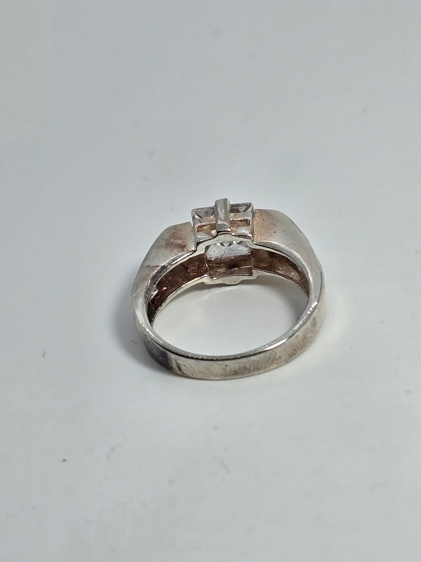 Golden rutilated quartz large sterling silver vintage split shank ring size 7.5