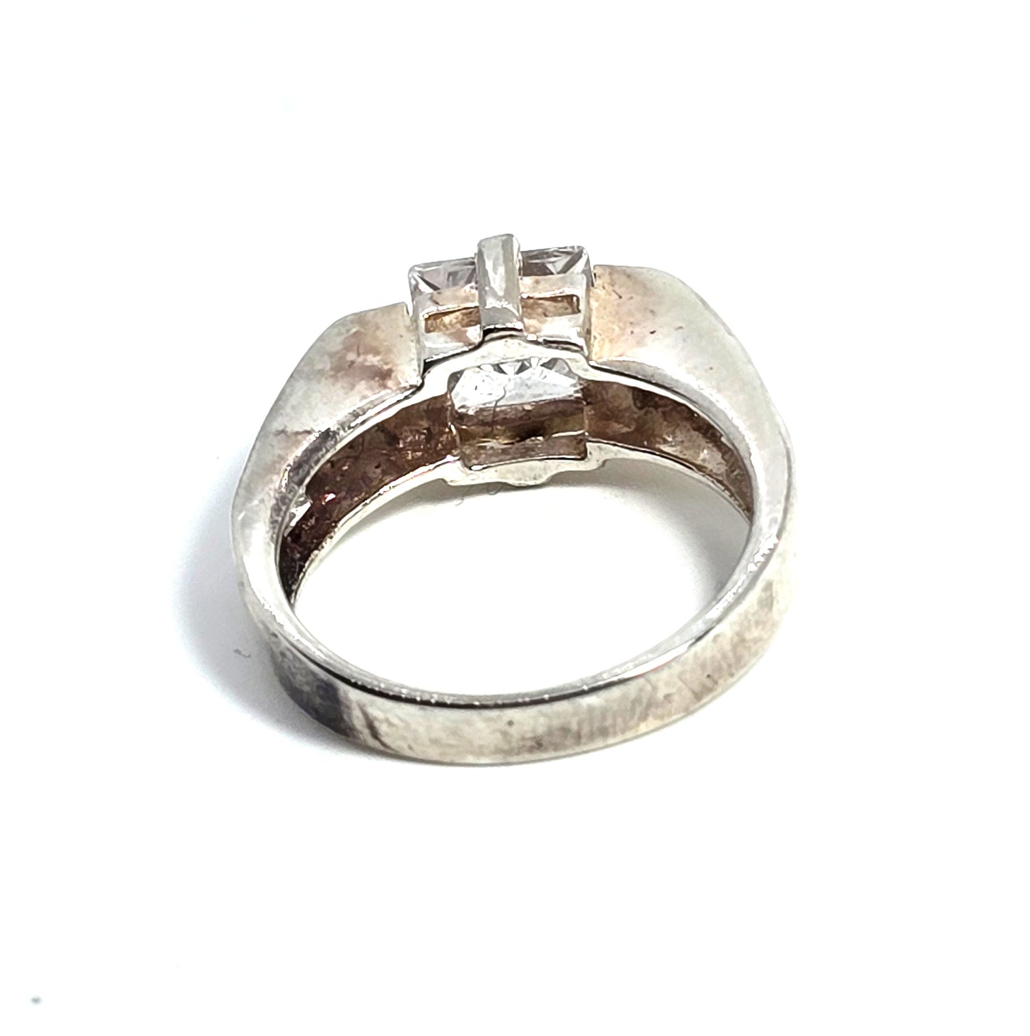 Shube Princess Cubic Zirconia 7 stone sterling silver channel set ring size 7