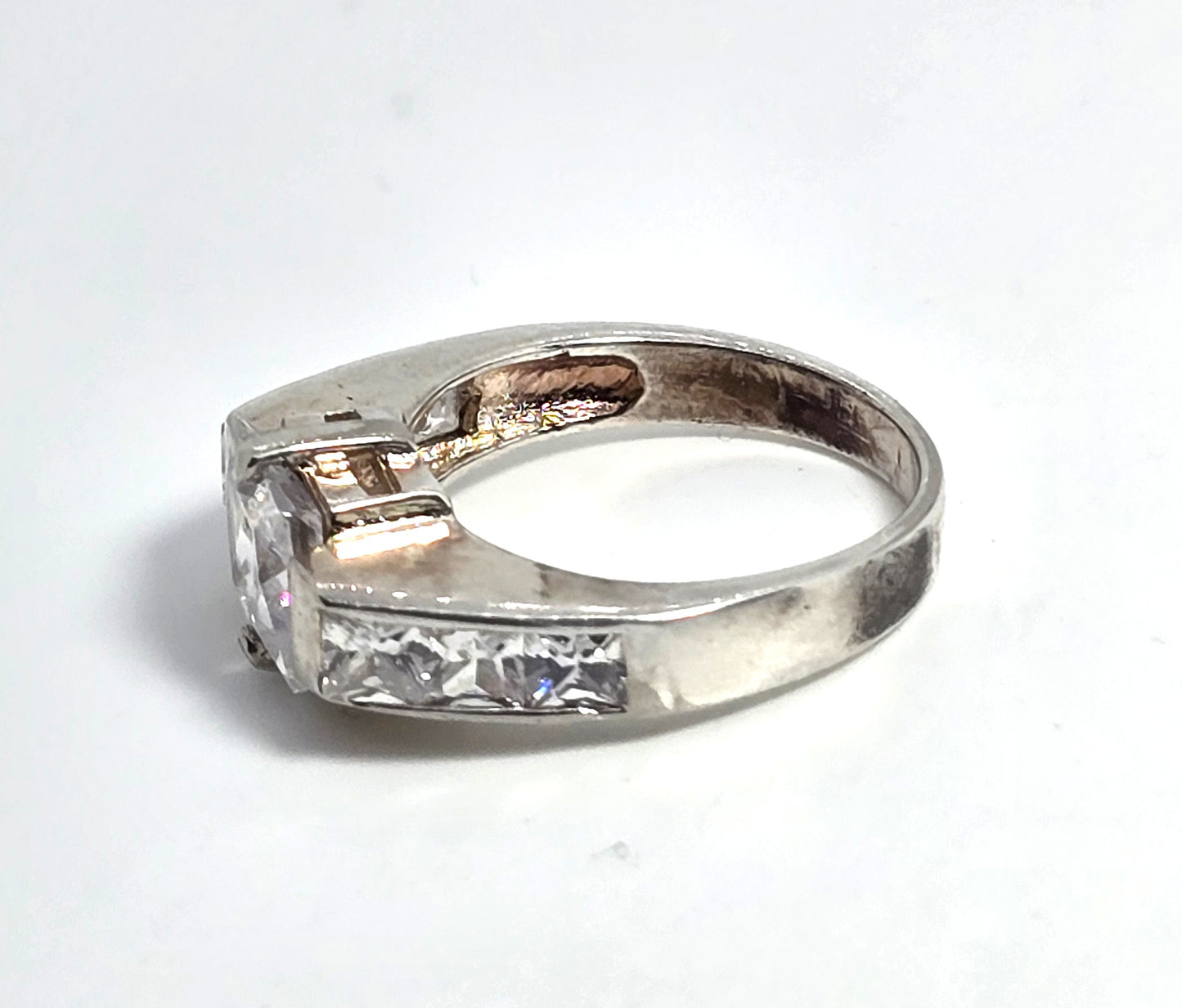 Shube Princess Cubic Zirconia 7 stone sterling silver channel set ring size 7
