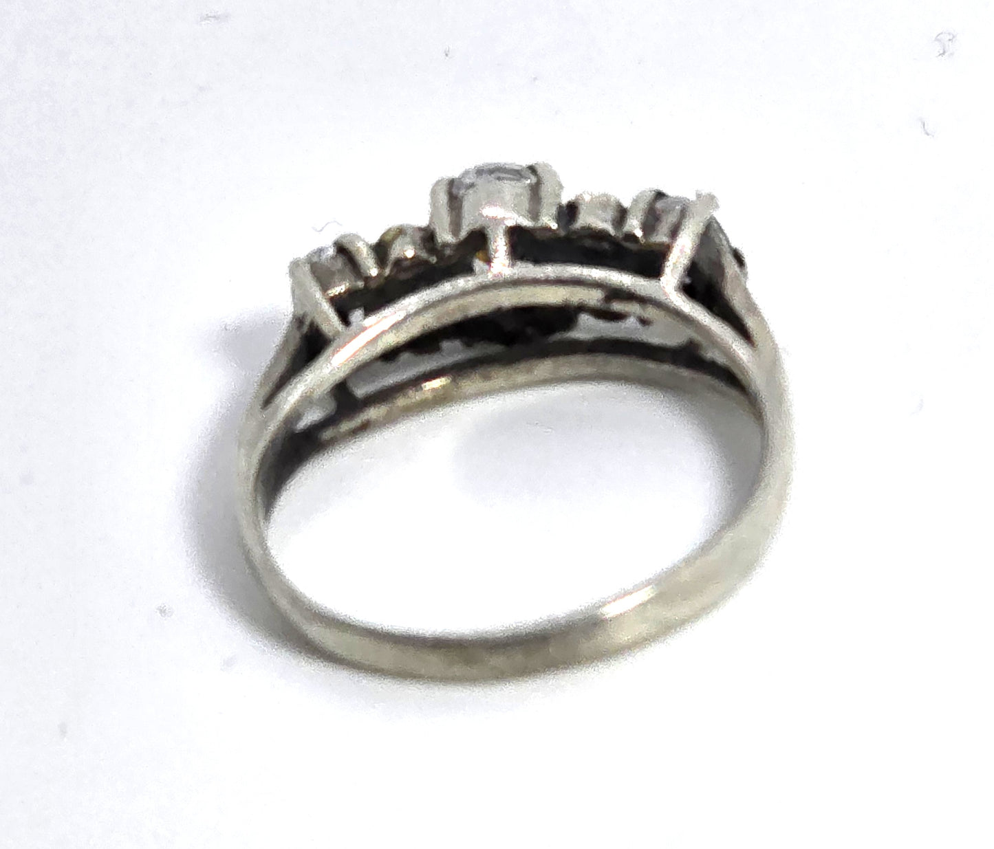 Shube Cubic Zirconia marcasite 7 stone sterling silver multi stone ring size 7.5