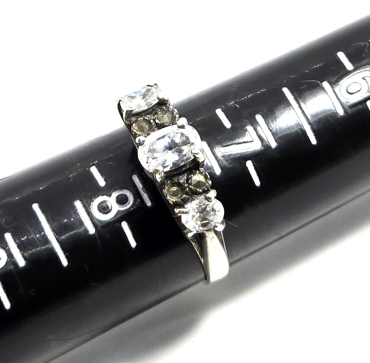 Shube Cubic Zirconia marcasite 7 stone sterling silver multi stone ring size 7.5