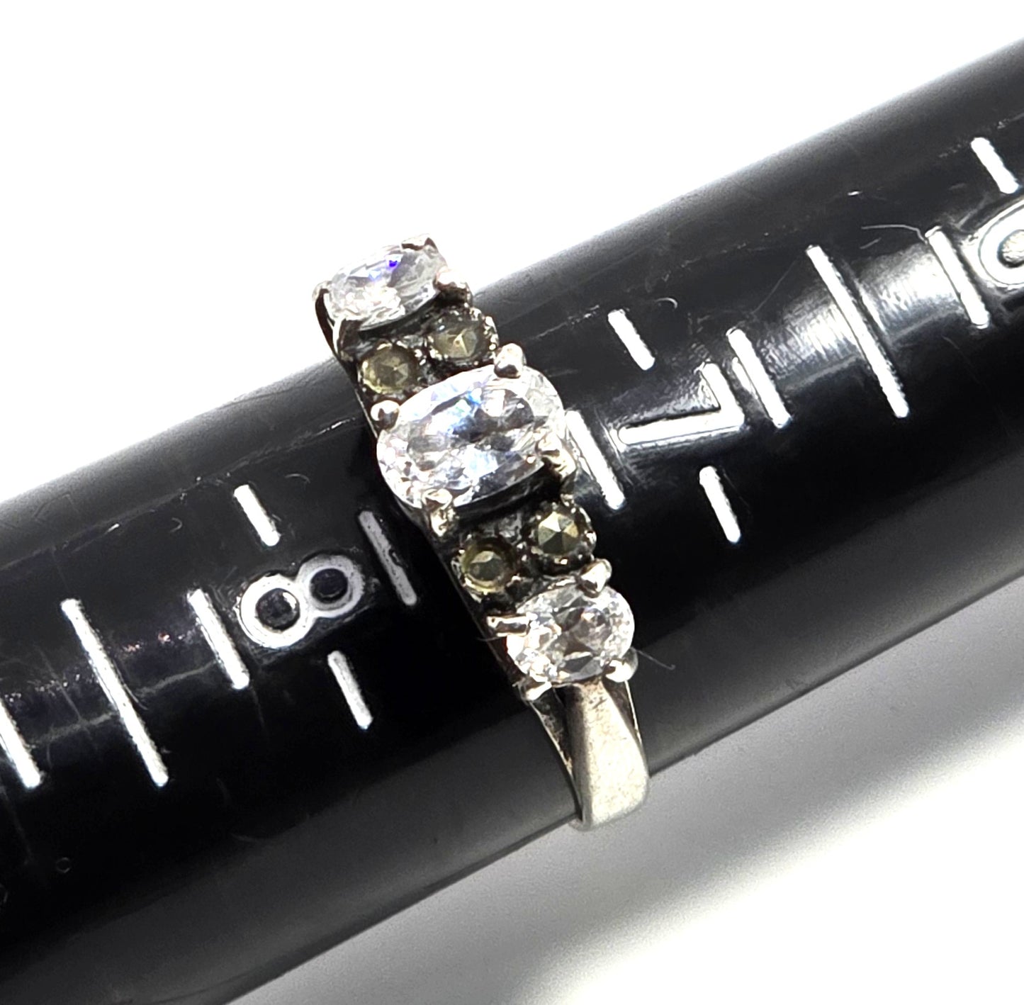 Shube Cubic Zirconia marcasite 7 stone sterling silver multi stone ring size 7.5