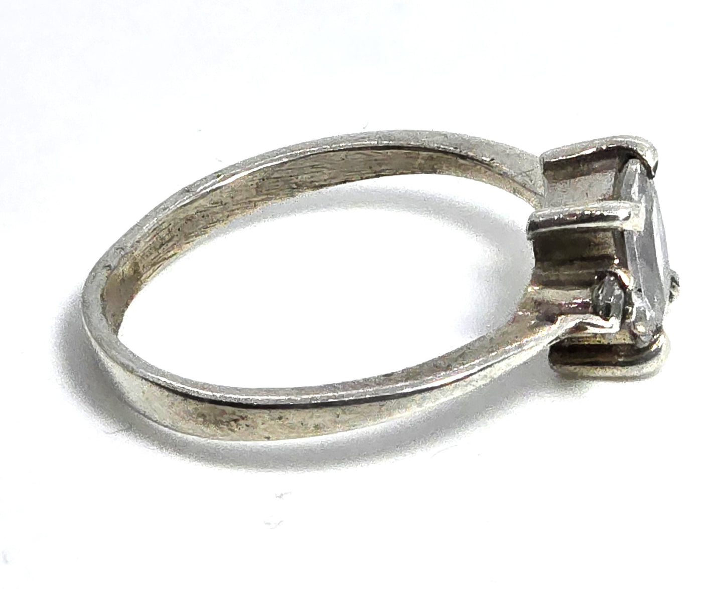 Emerald cut cubic zirconia sterling silver cocktail ring size 8.5