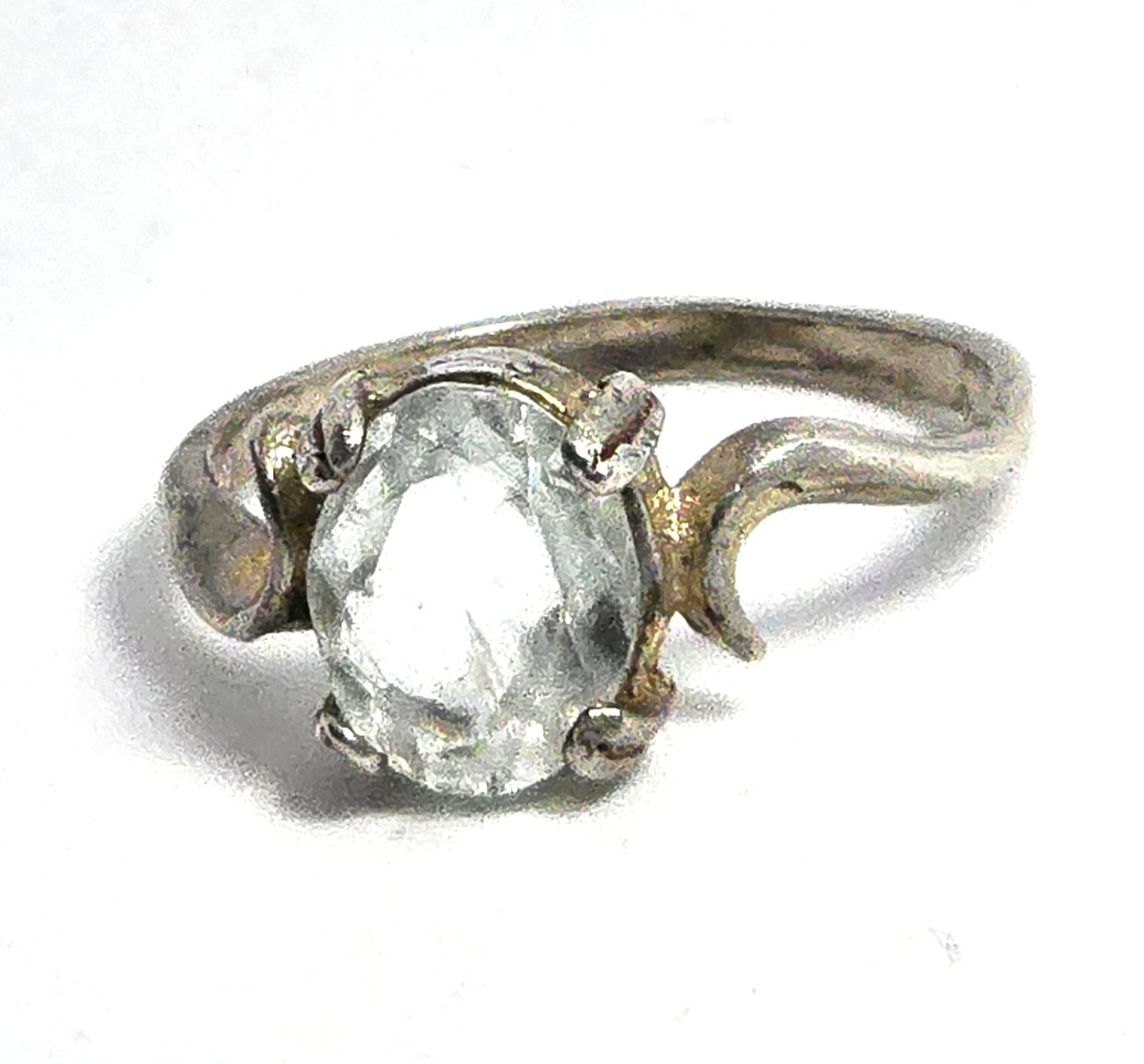 Aquamarine 1.8ct prong set sterling silver gemstone solitaire ring size 7