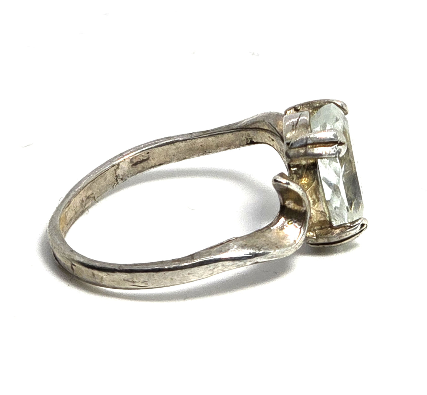 Aquamarine 1.8ct prong set sterling silver gemstone solitaire ring size 7