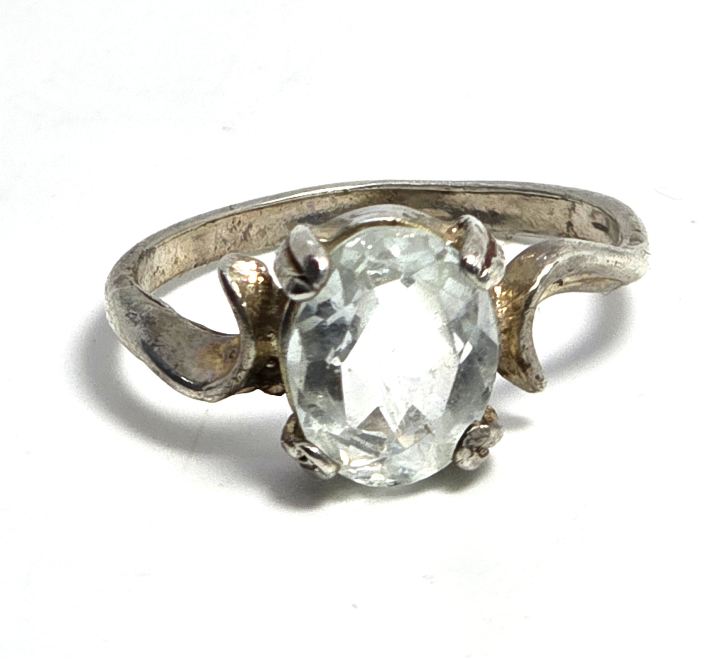 Aquamarine 1.8ct prong set sterling silver gemstone solitaire ring size 7