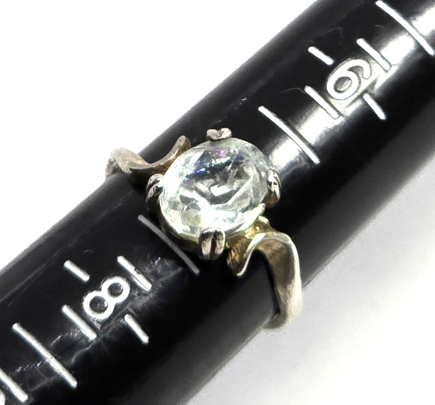 Aquamarine 1.8ct prong set sterling silver gemstone solitaire ring size 7
