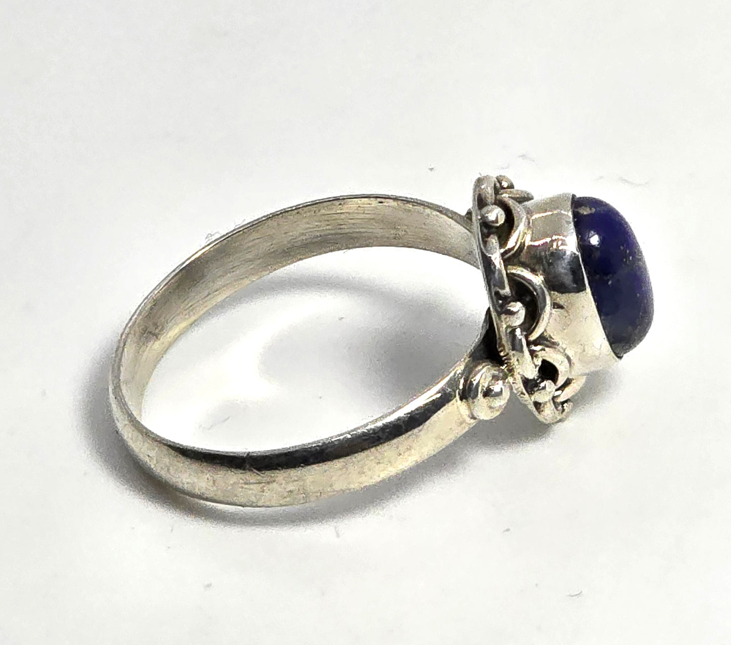 Lapis Lazuli tribal Bali Balinese vintage sterling silver ring size 7.5