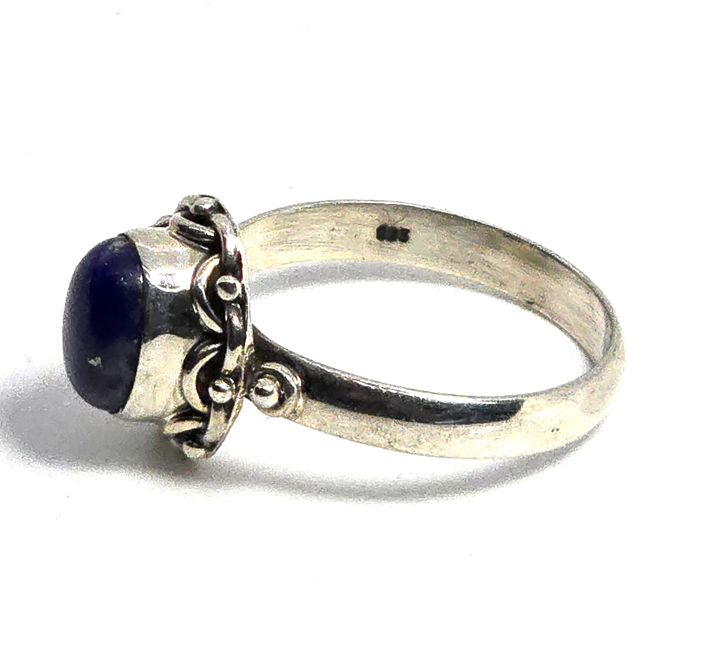 Lapis Lazuli tribal Bali Balinese vintage sterling silver ring size 7.5
