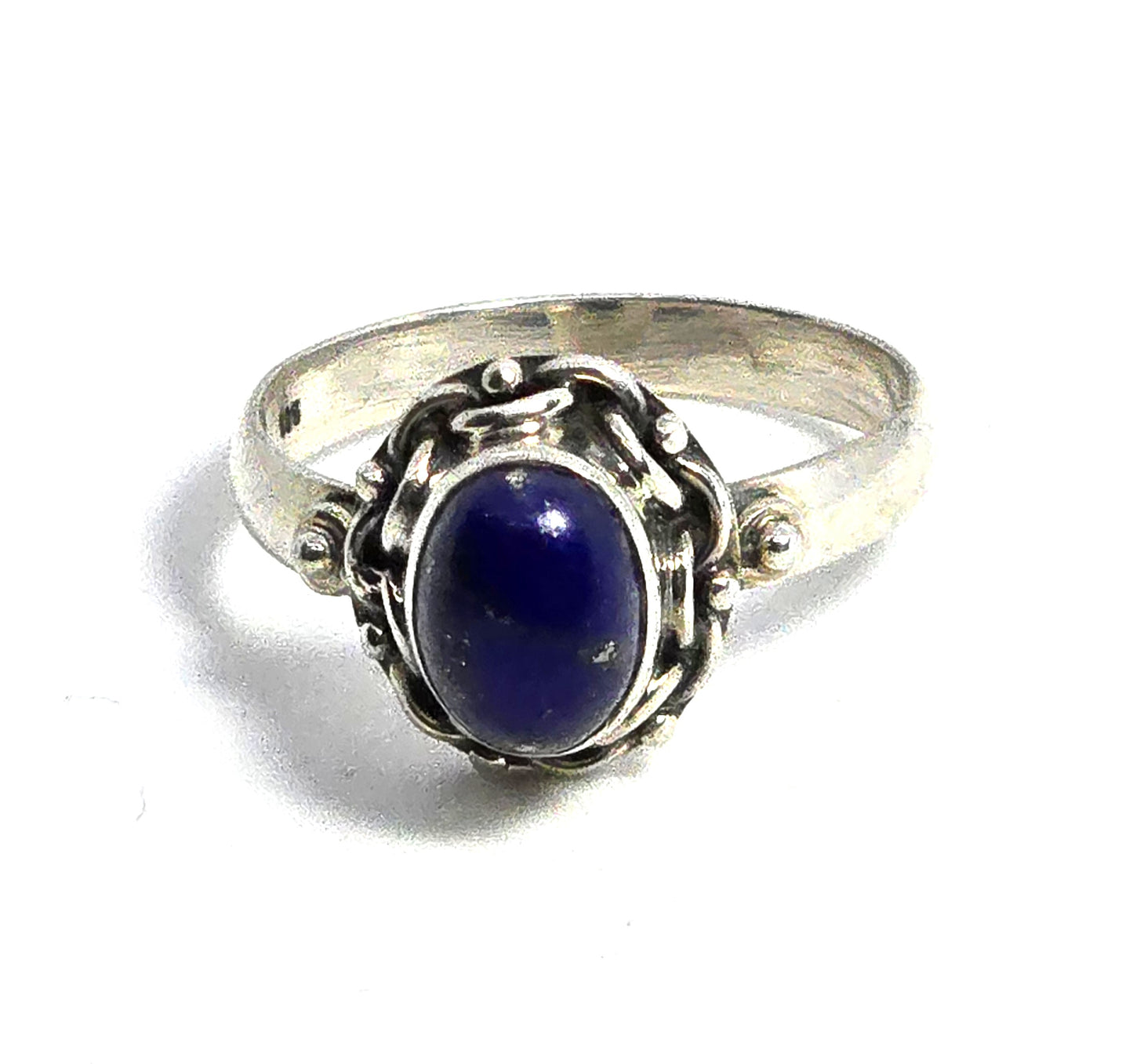 Lapis Lazuli tribal Bali Balinese vintage sterling silver ring size 7.5