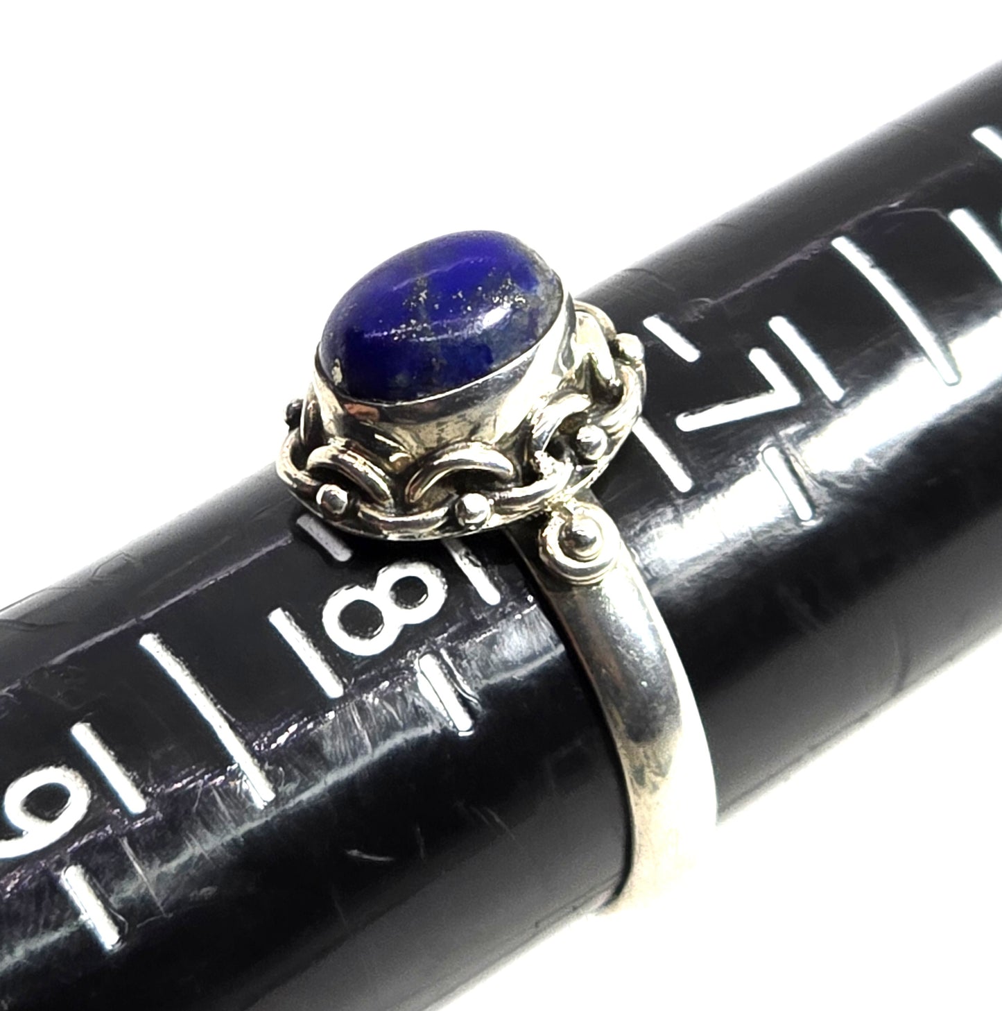 Lapis Lazuli tribal Bali Balinese vintage sterling silver ring size 7.5