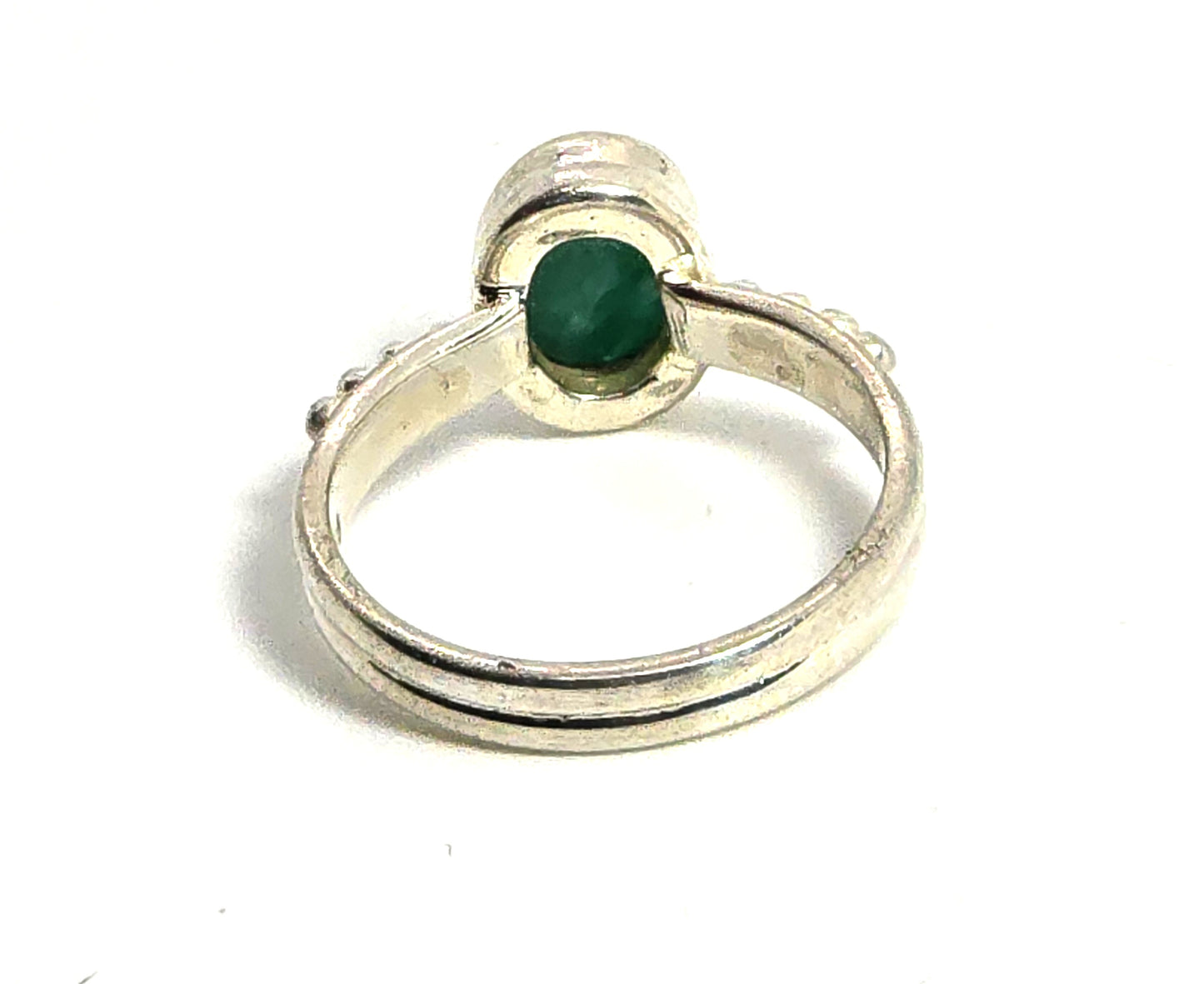Raw Emerald faceted green gemstone sterling silver ring size 5