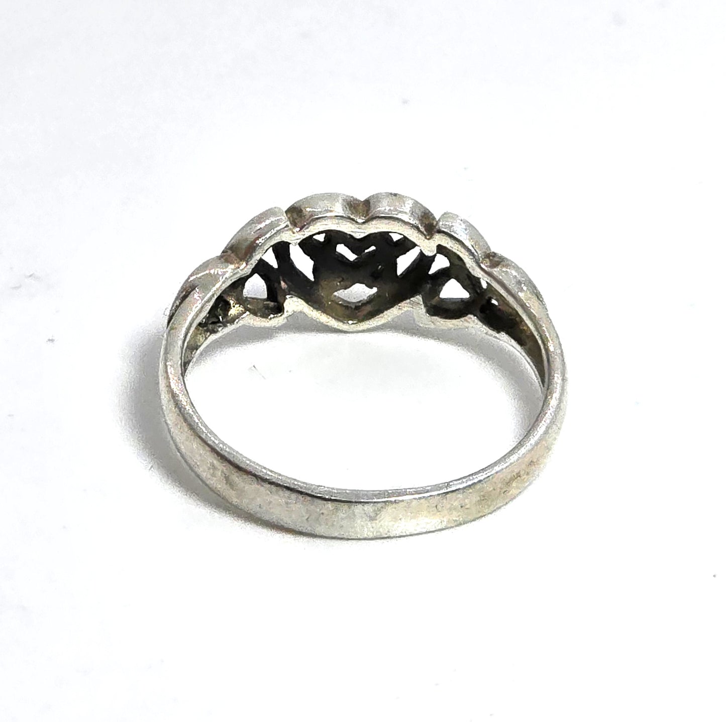 Celtic trinity knot heart open work sterling silver ring band size 9
