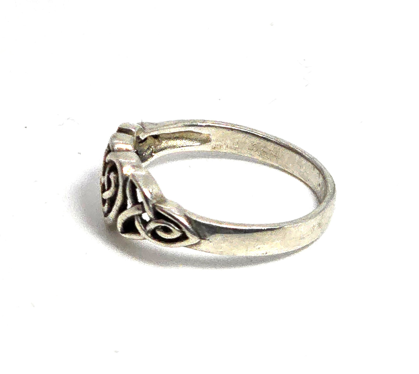 Celtic trinity knot heart open work sterling silver ring band size 9