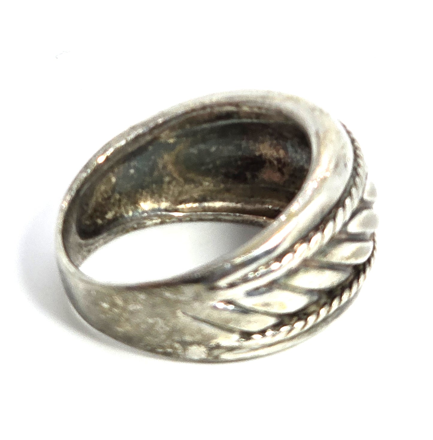 Thick Tribal Balinese twisted rope sterling silver vintage thick ring band size 8