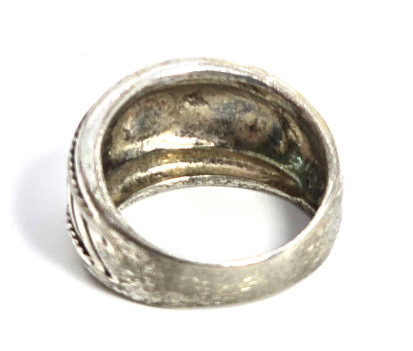 Thick Tribal Balinese twisted rope sterling silver vintage thick ring band size 8