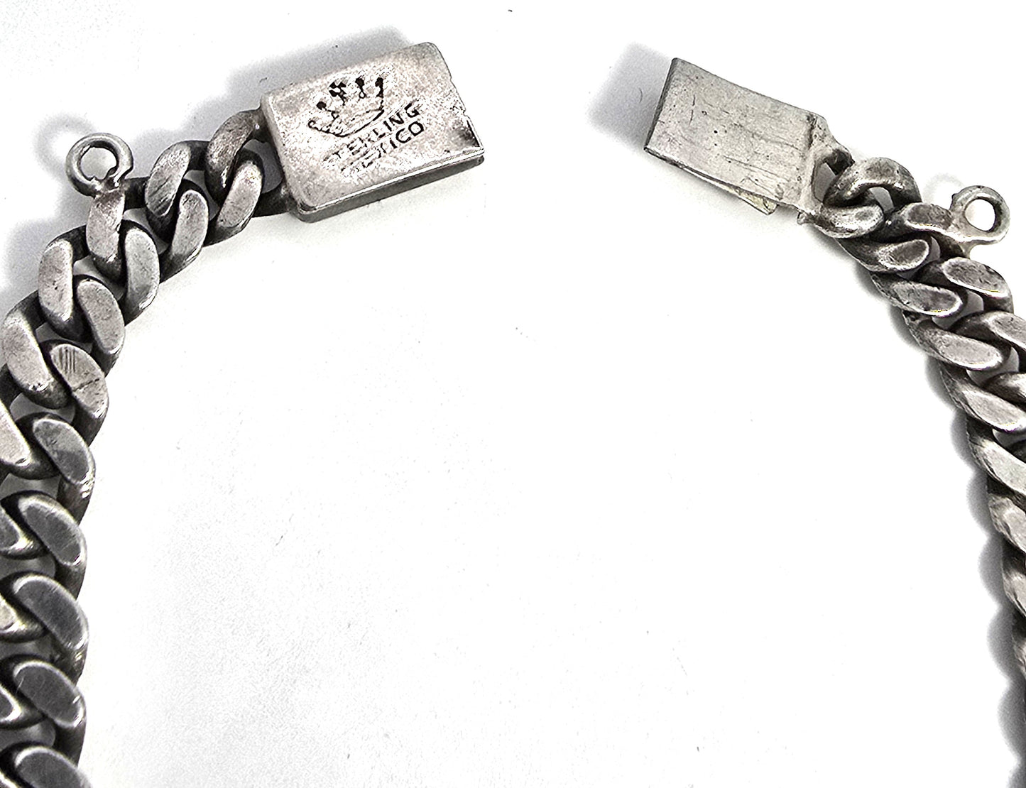 Mexican 50 Centavos mid century vintage sterling silver coin bracelet 1914/1943