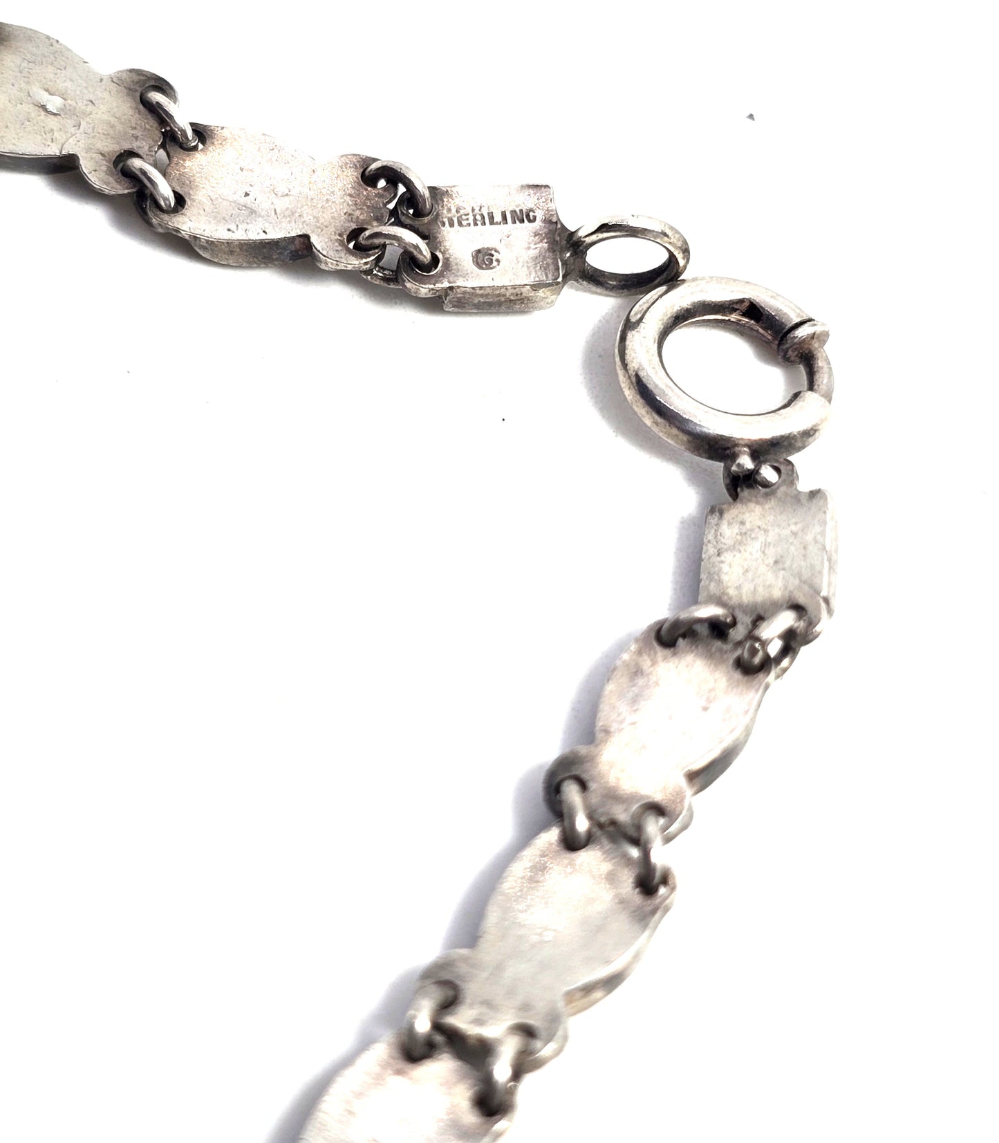 Art Deco GG Pave clear paste antique sterling silver tennis bracelet