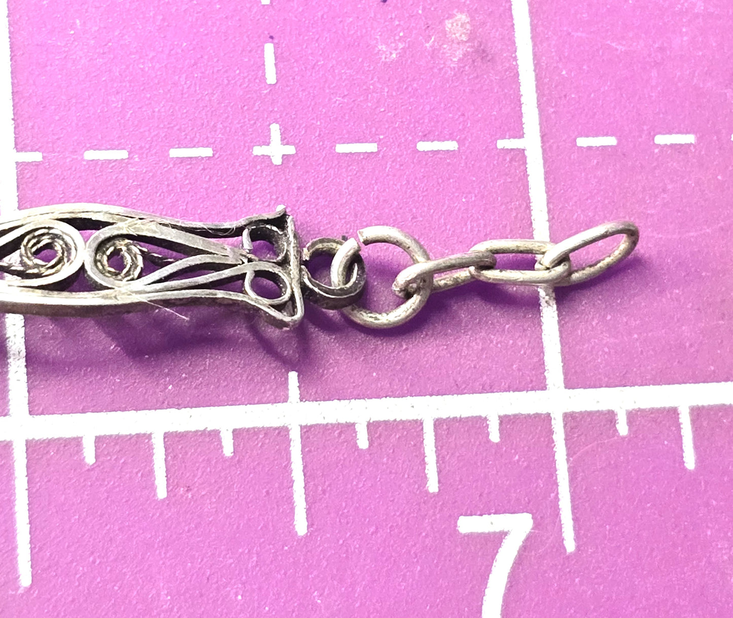 German 835 filigree thin spun silver thin vintage tennis panel bracelet