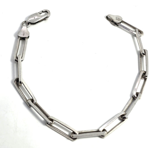 Lirm Articulated long Bar Paperclip Link solid sterling silver vintage retro bracelet