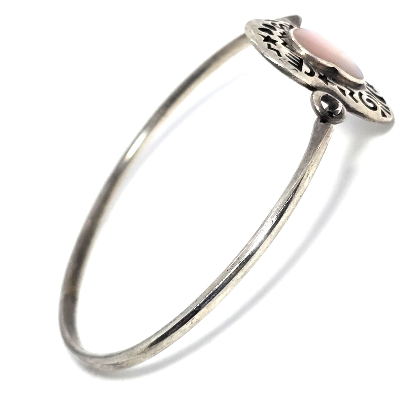 Boma Heart etched celestial sterling silver vintage signed bangle bracelet