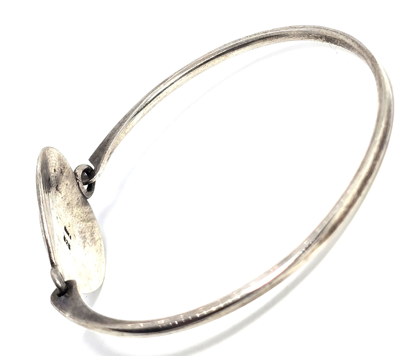 Boma Heart etched celestial sterling silver vintage signed bangle bracelet