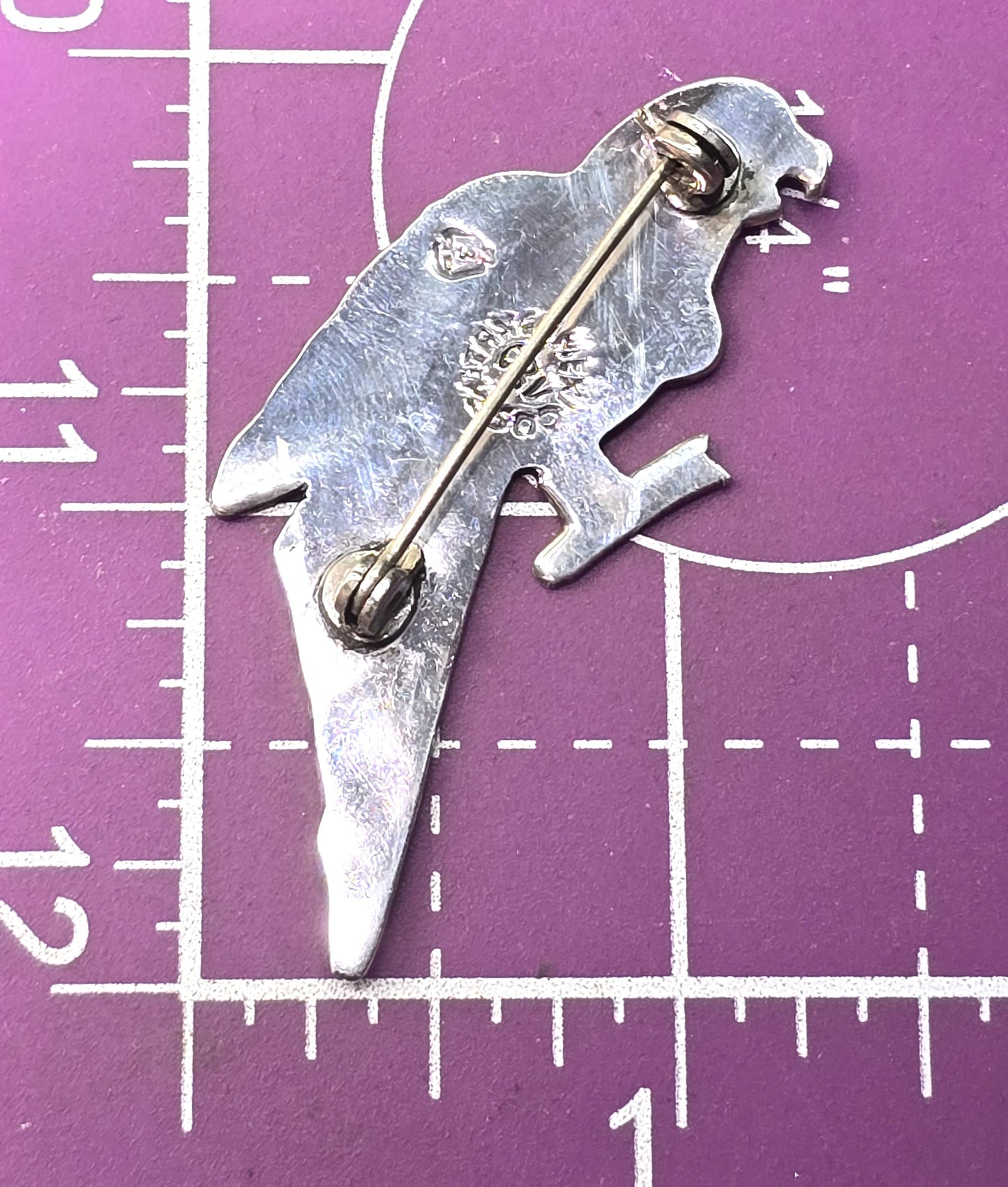 Taxco Mexico CRV Vintage Sterling Silver Enamel sun conure Bird Brooch eagle mark