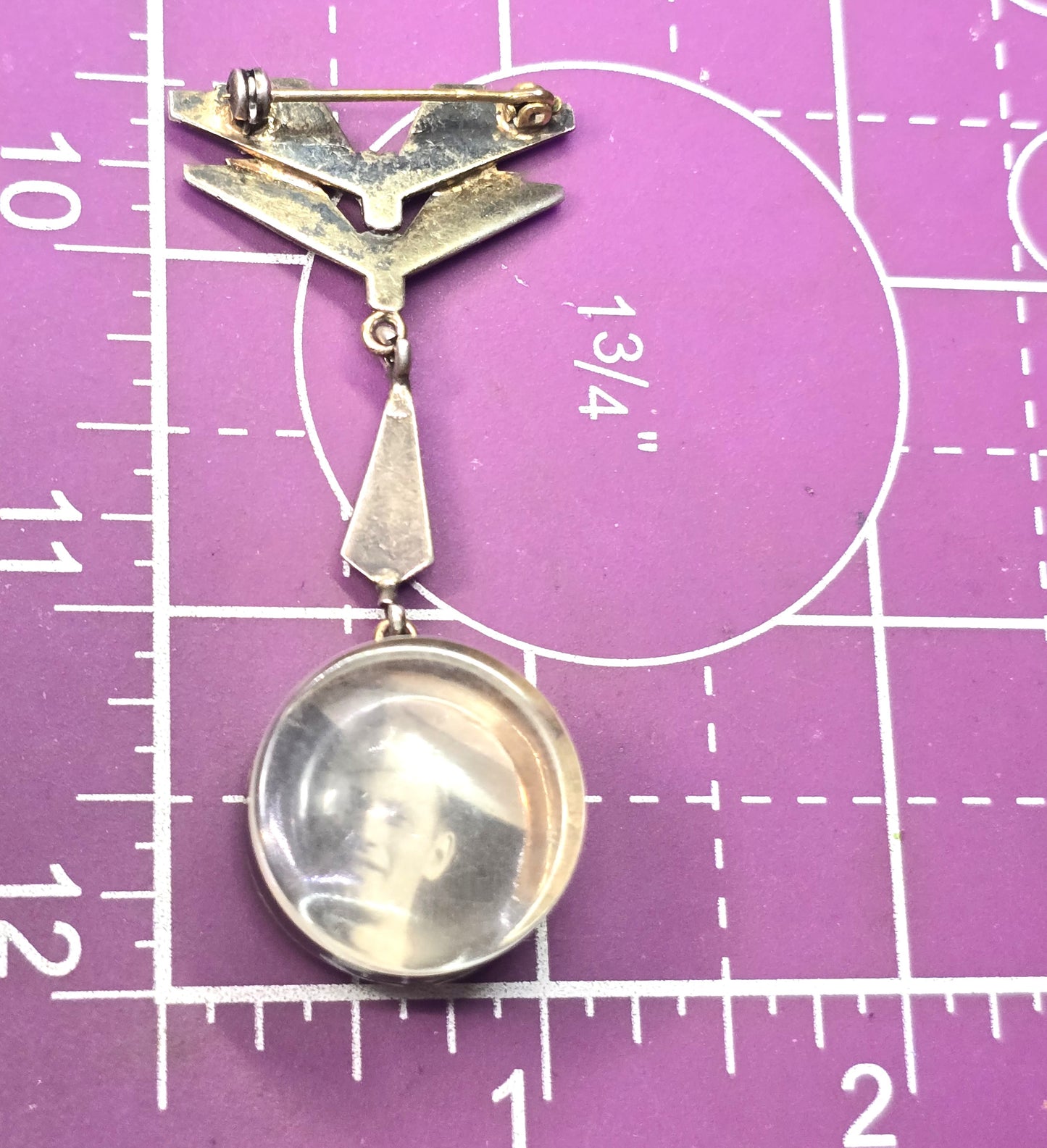 Art Deco Blue Guilloche pink rose vintage sterling silver watch locket brooch
