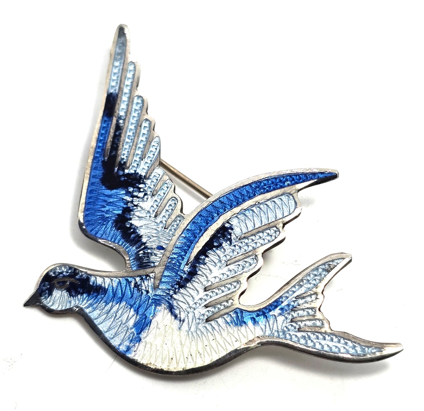 Jeronimo Fuentes Vintage Sterling Silver Enamel Brooch JF Mexico Taxco bird eagle mark